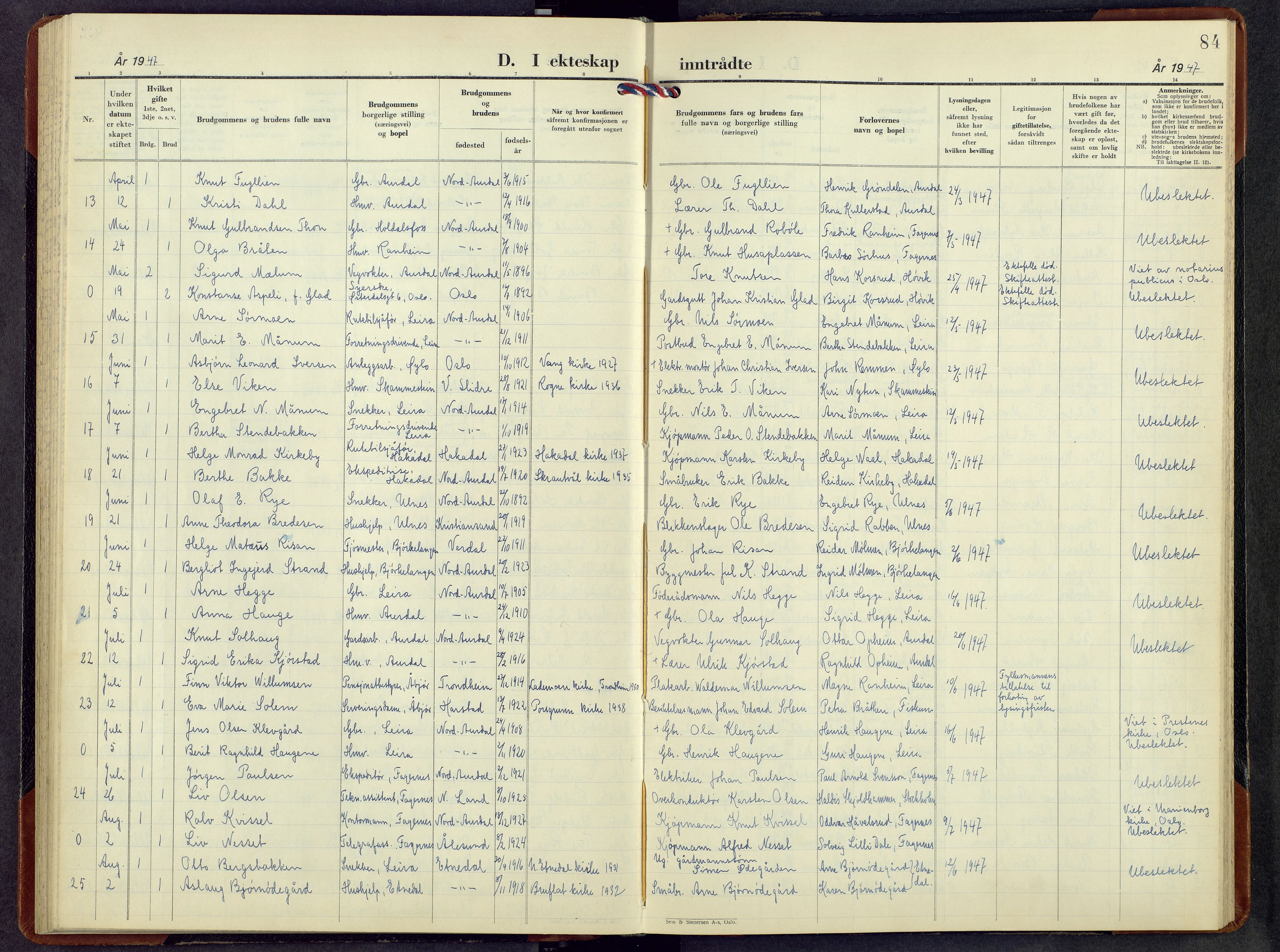 Nord-Aurdal prestekontor, AV/SAH-PREST-132/H/Ha/Hab/L0020: Parish register (copy) no. 20, 1947-1967, p. 83b-84a