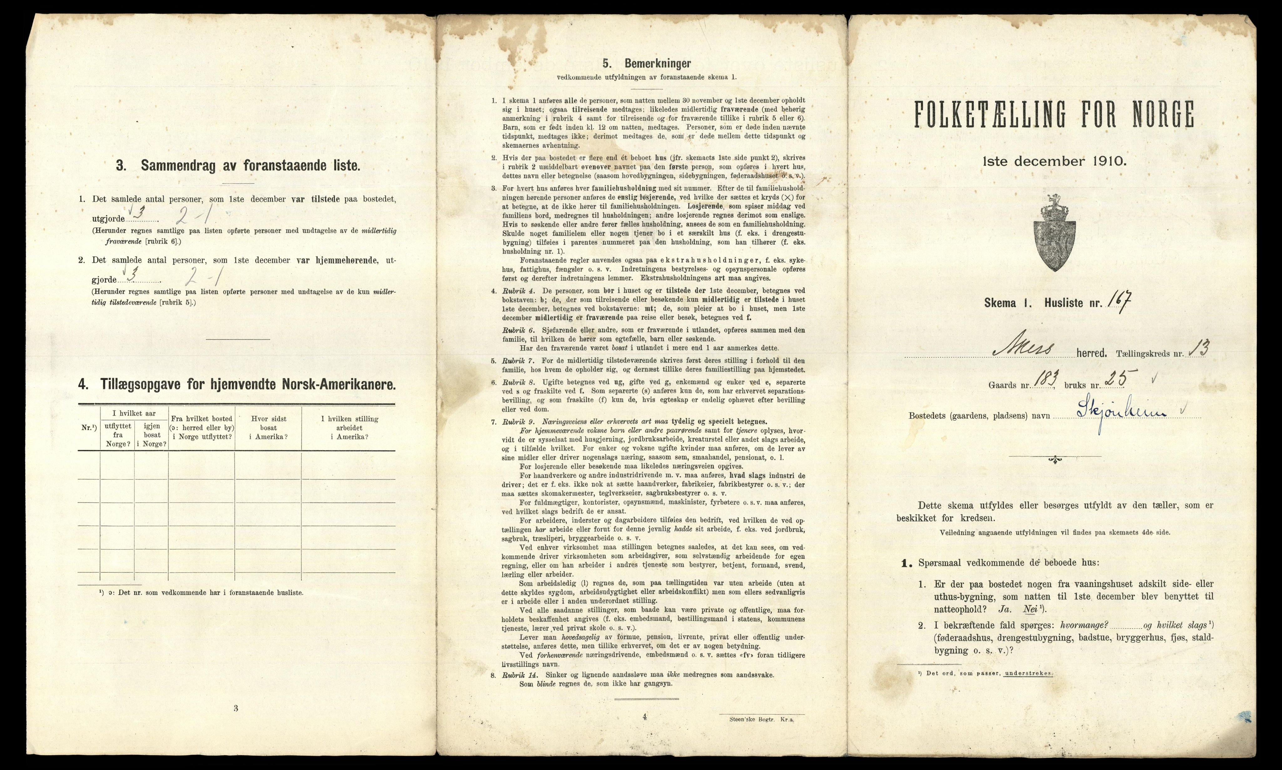 RA, 1910 census for Aker, 1910, p. 4287