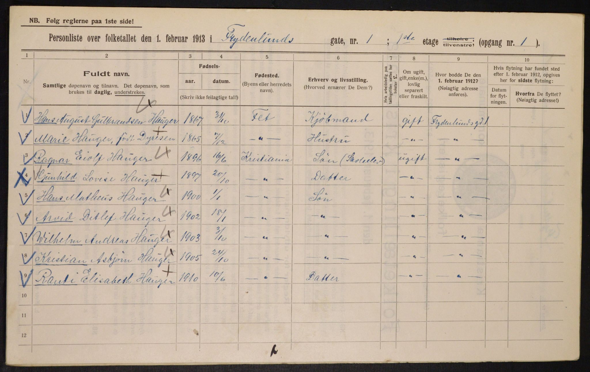 OBA, Municipal Census 1913 for Kristiania, 1913, p. 28089