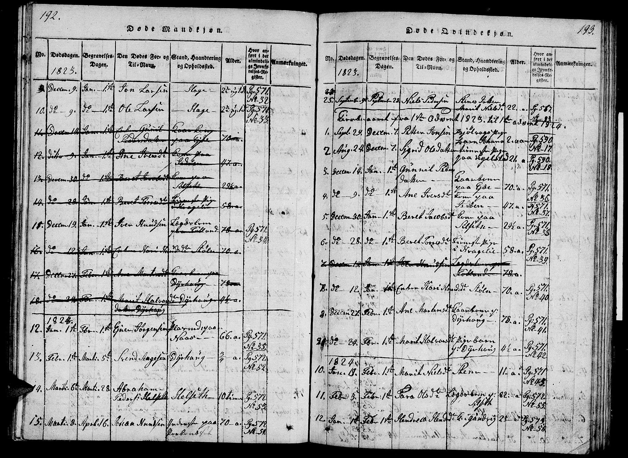 Ministerialprotokoller, klokkerbøker og fødselsregistre - Møre og Romsdal, AV/SAT-A-1454/570/L0831: Parish register (official) no. 570A05, 1819-1829, p. 192-193