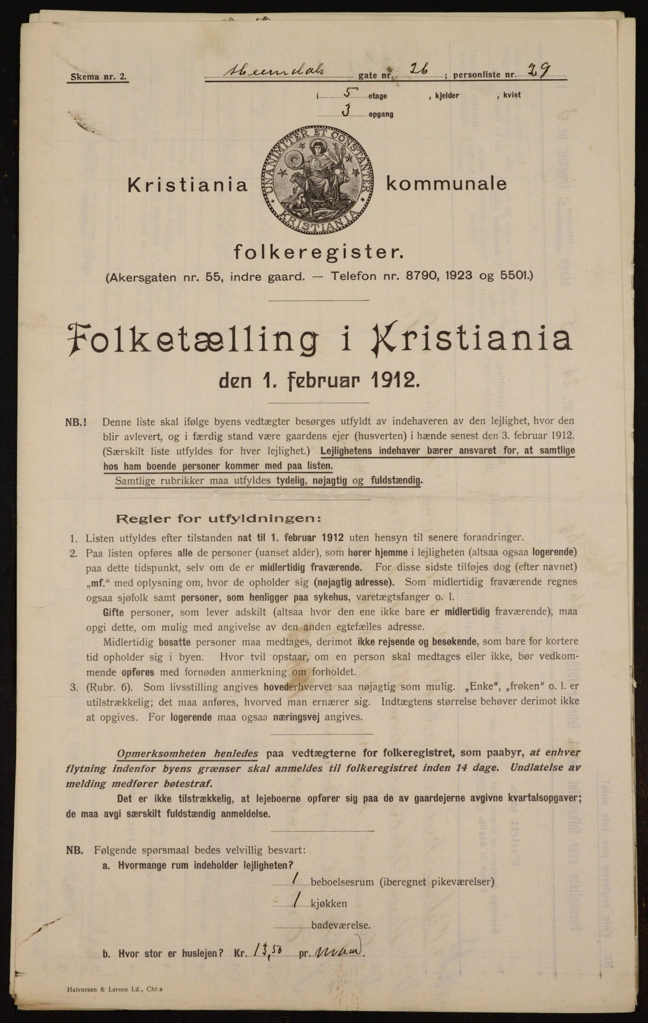 OBA, Municipal Census 1912 for Kristiania, 1912, p. 37181