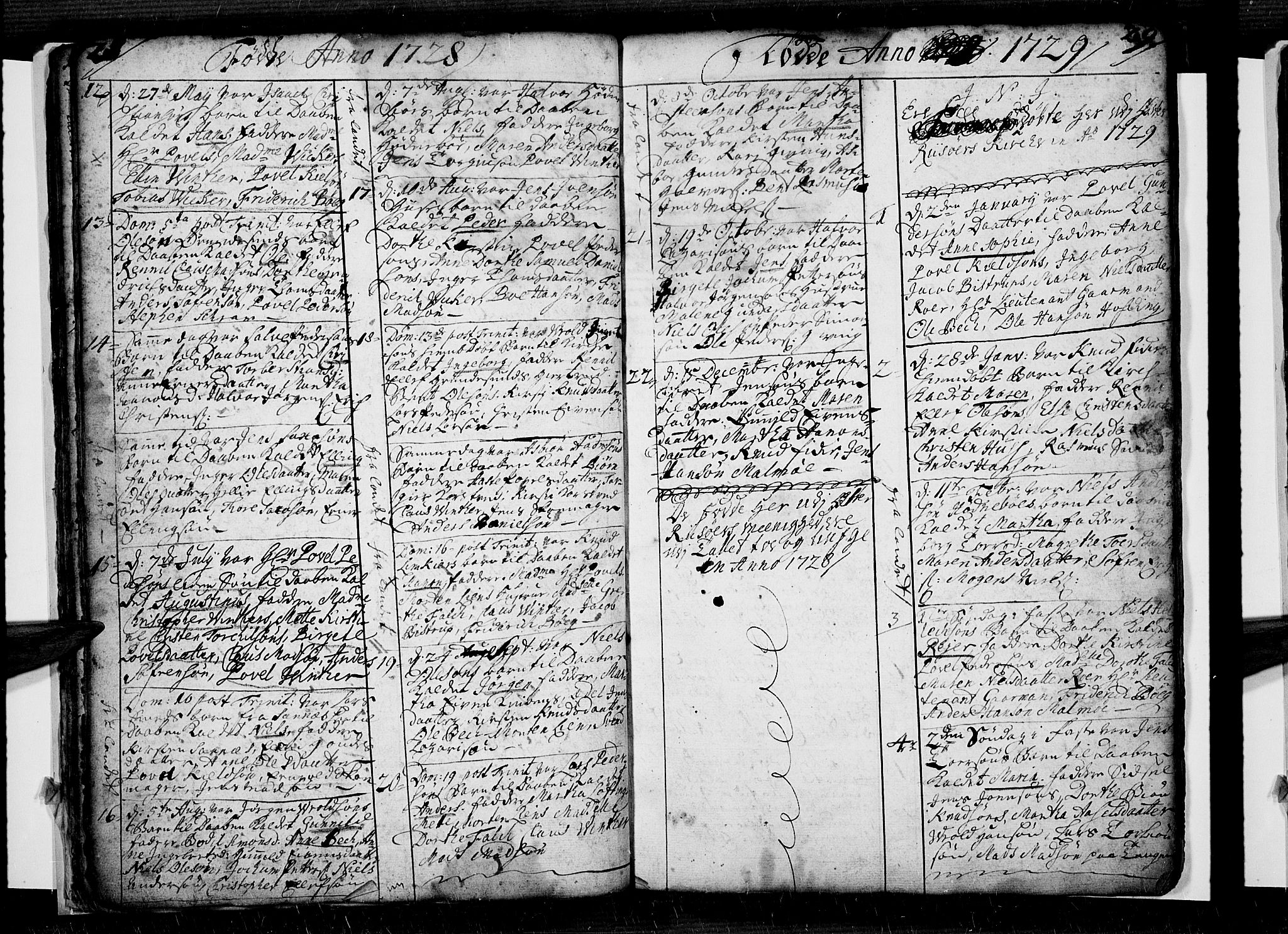 Risør sokneprestkontor, SAK/1111-0035/F/Fb/L0001: Parish register (copy) no. B 1, 1716-1747, p. 28-29