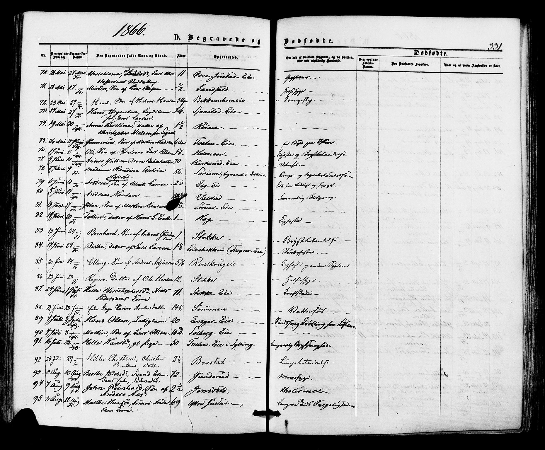 Lier kirkebøker, AV/SAKO-A-230/F/Fa/L0013: Parish register (official) no. I 13, 1865-1874, p. 331