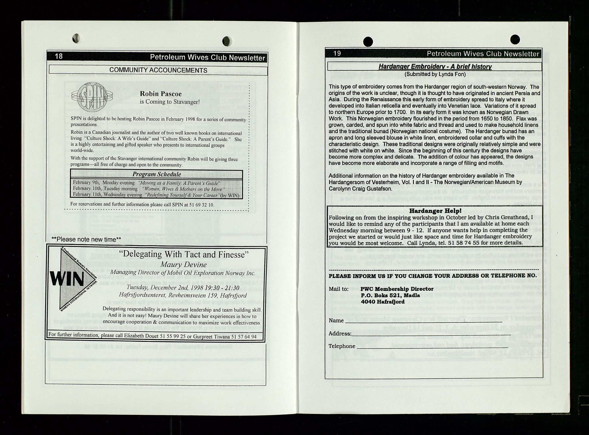 PA 1547 - Petroleum Wives Club, AV/SAST-A-101974/X/Xa/L0004: Newsletter, 1995-1997