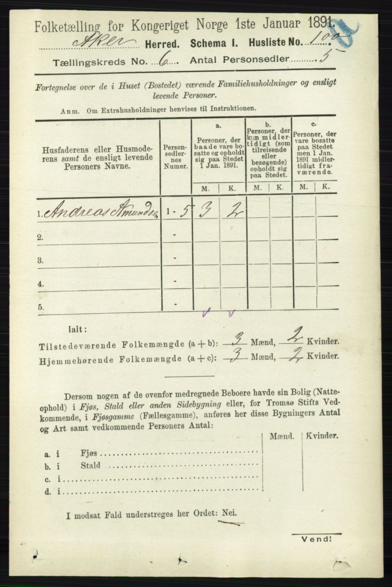 RA, 1891 census for 0218 Aker, 1891, p. 5508