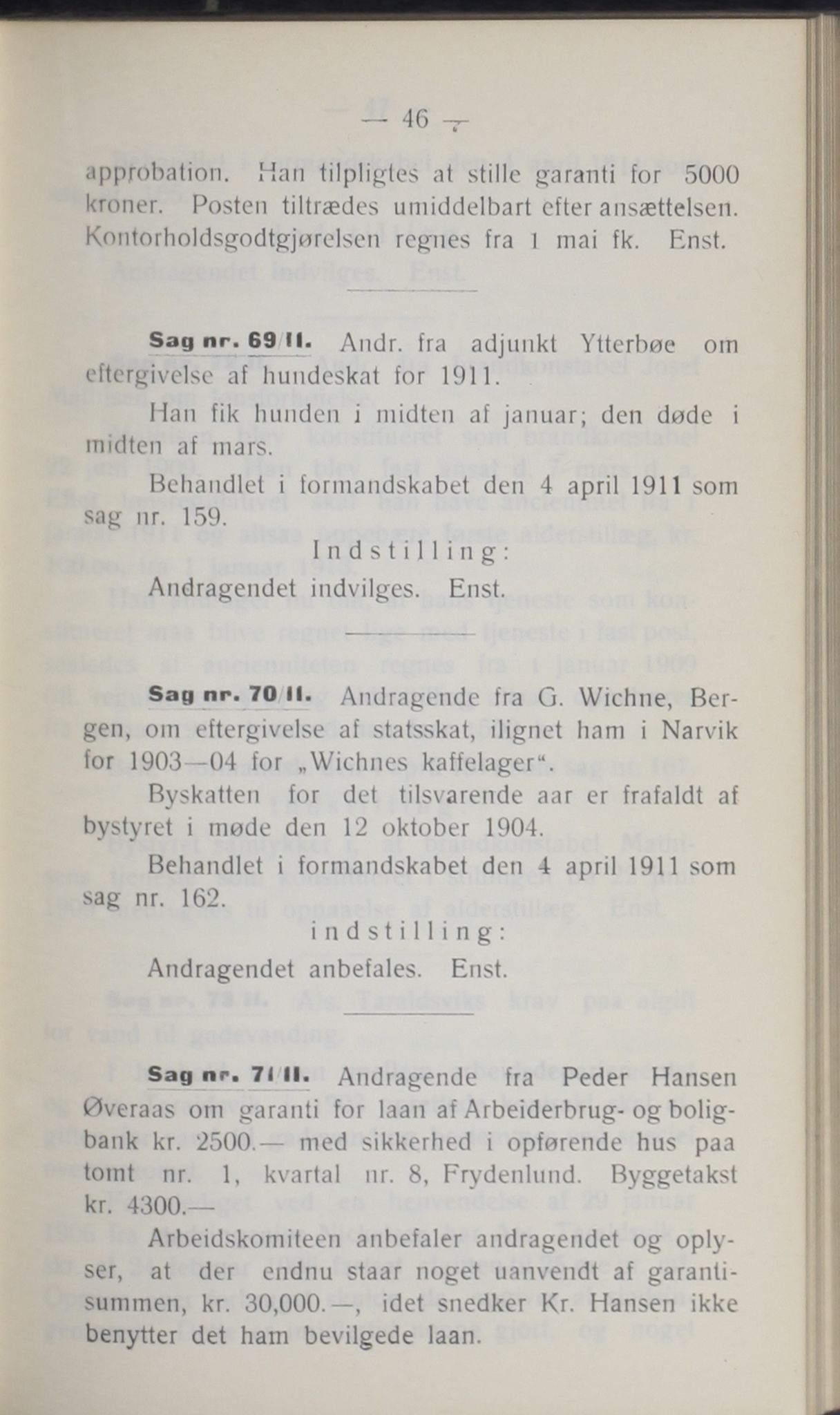 Narvik kommune. Formannskap , AIN/K-18050.150/A/Ab/L0001: Møtebok, 1911