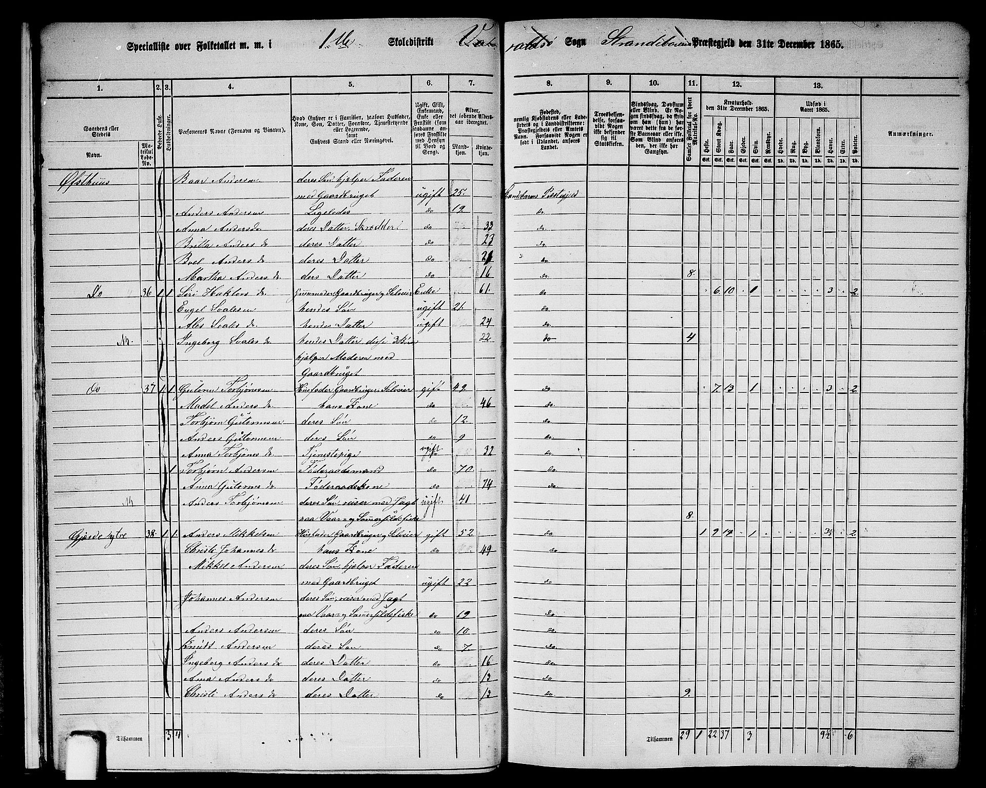 RA, 1865 census for Strandebarm, 1865, p. 12