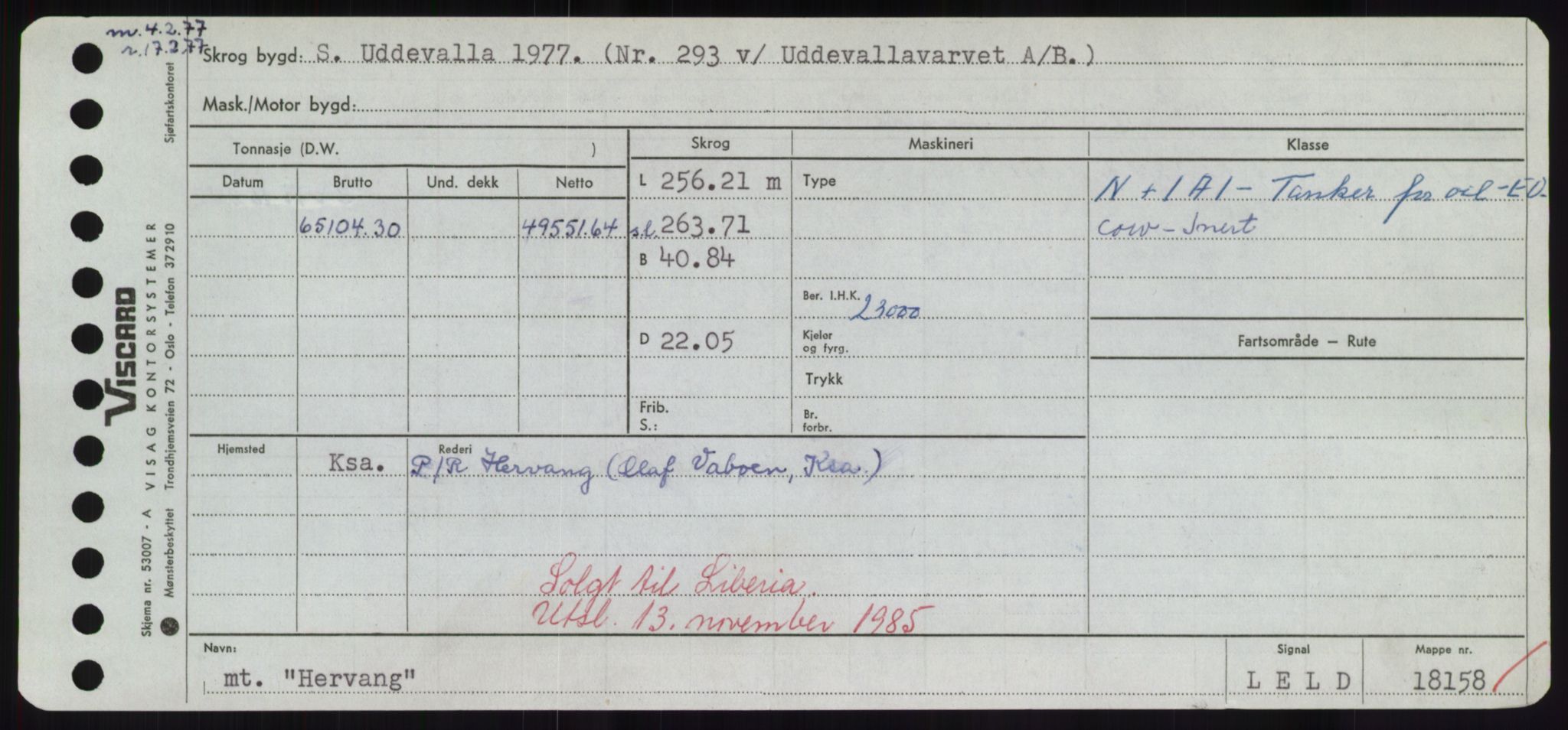 Sjøfartsdirektoratet med forløpere, Skipsmålingen, RA/S-1627/H/Hd/L0015: Fartøy, Havm-Hey, p. 441