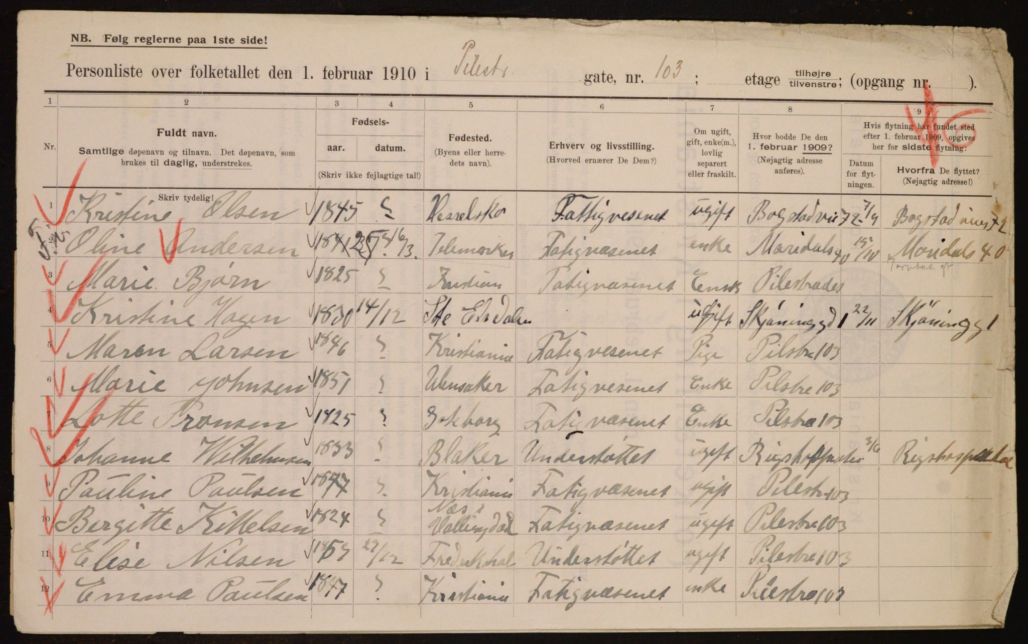 OBA, Municipal Census 1910 for Kristiania, 1910, p. 76954