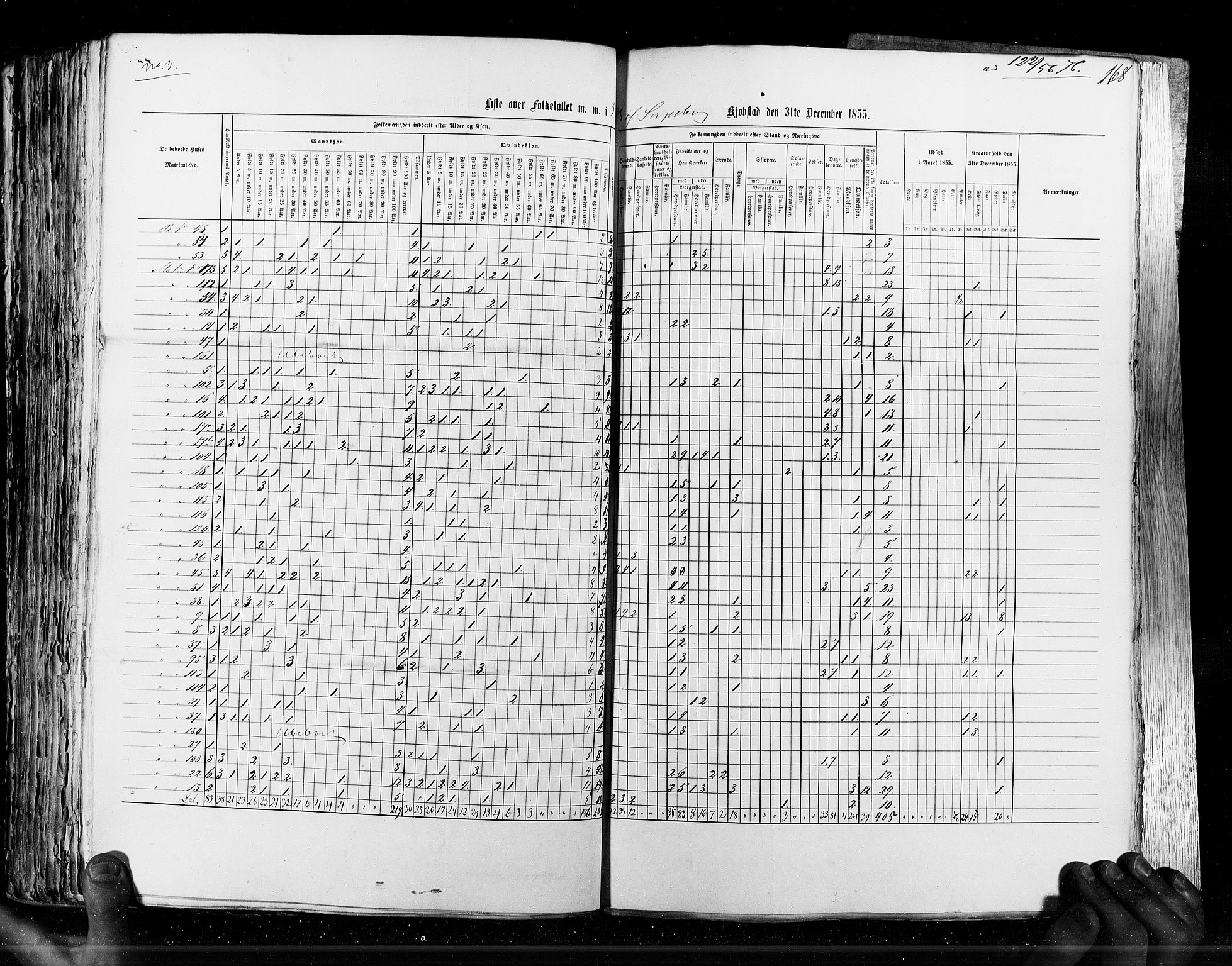 RA, Census 1855, vol. 7: Fredrikshald-Kragerø, 1855, p. 168