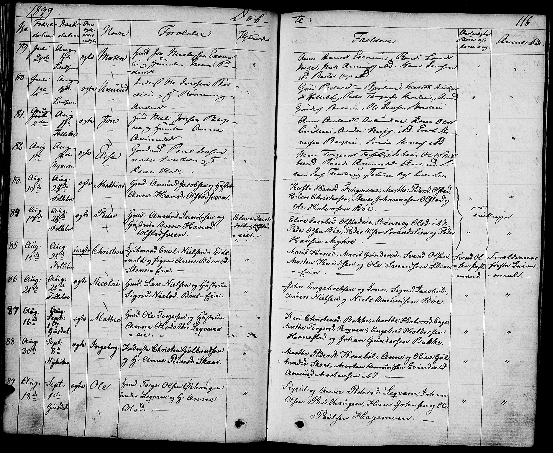 Gausdal prestekontor, AV/SAH-PREST-090/H/Ha/Haa/L0006: Parish register (official) no. 6, 1830-1839, p. 116