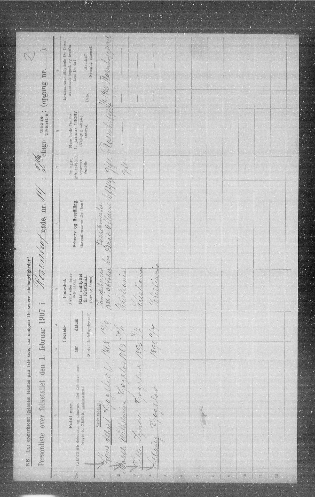 OBA, Municipal Census 1907 for Kristiania, 1907, p. 42731