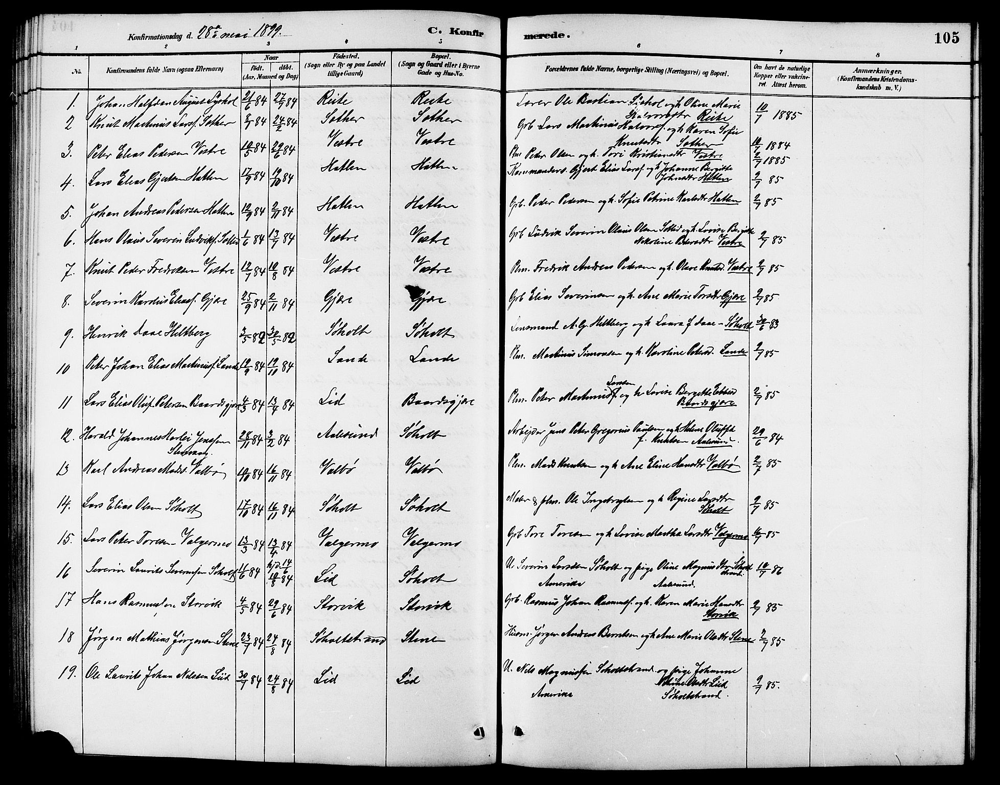 Ministerialprotokoller, klokkerbøker og fødselsregistre - Møre og Romsdal, AV/SAT-A-1454/522/L0327: Parish register (copy) no. 522C06, 1890-1915, p. 105