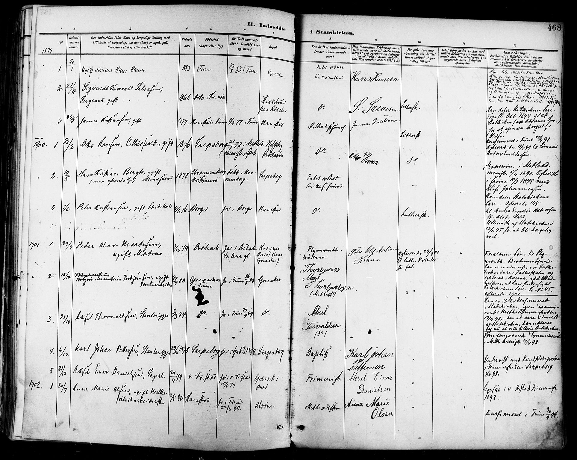 Tune prestekontor Kirkebøker, AV/SAO-A-2007/F/Fa/L0019: Parish register (official) no. 19, 1898-1904, p. 468