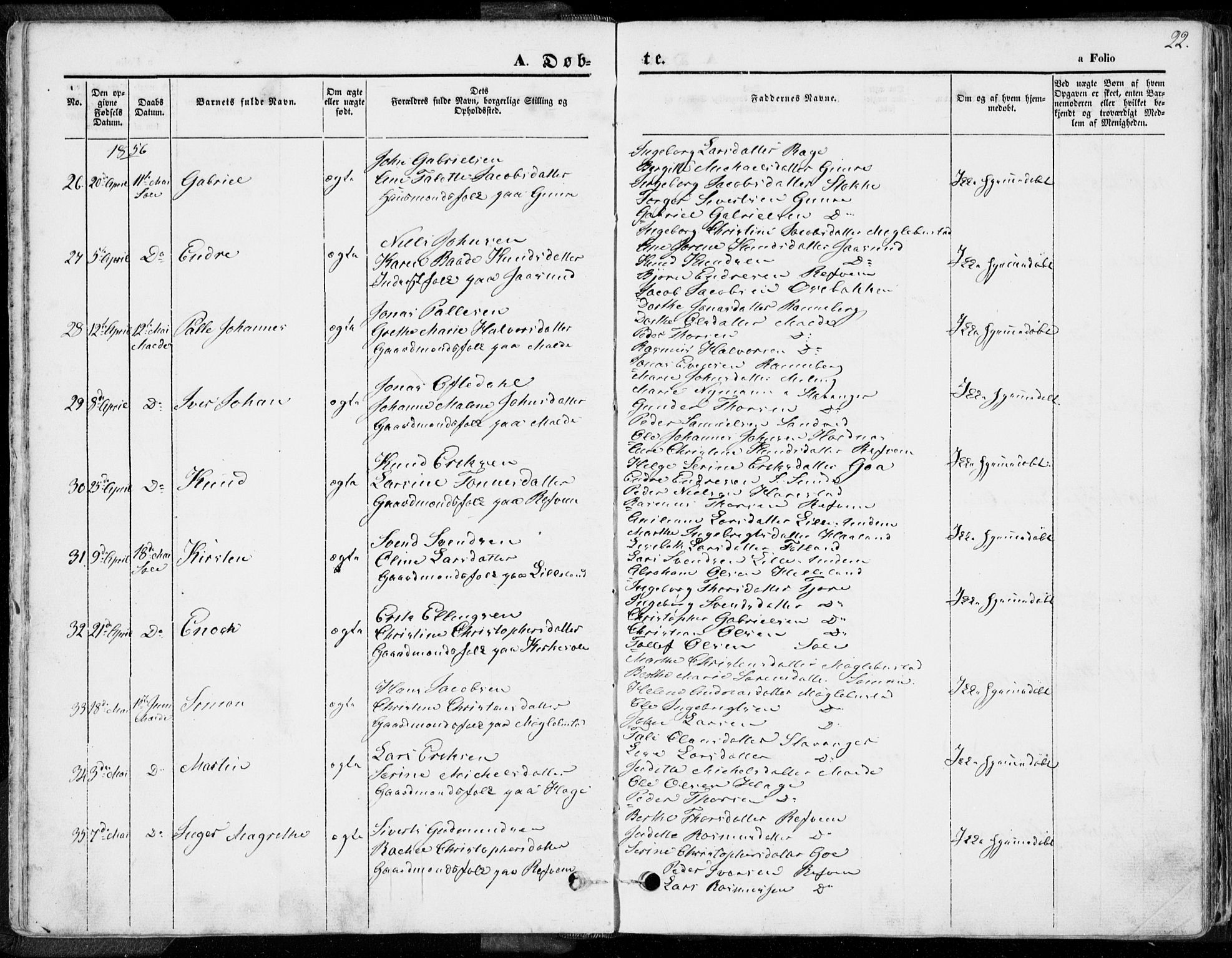 Håland sokneprestkontor, AV/SAST-A-101802/001/30BA/L0007: Parish register (official) no. A 7.1, 1854-1870, p. 22