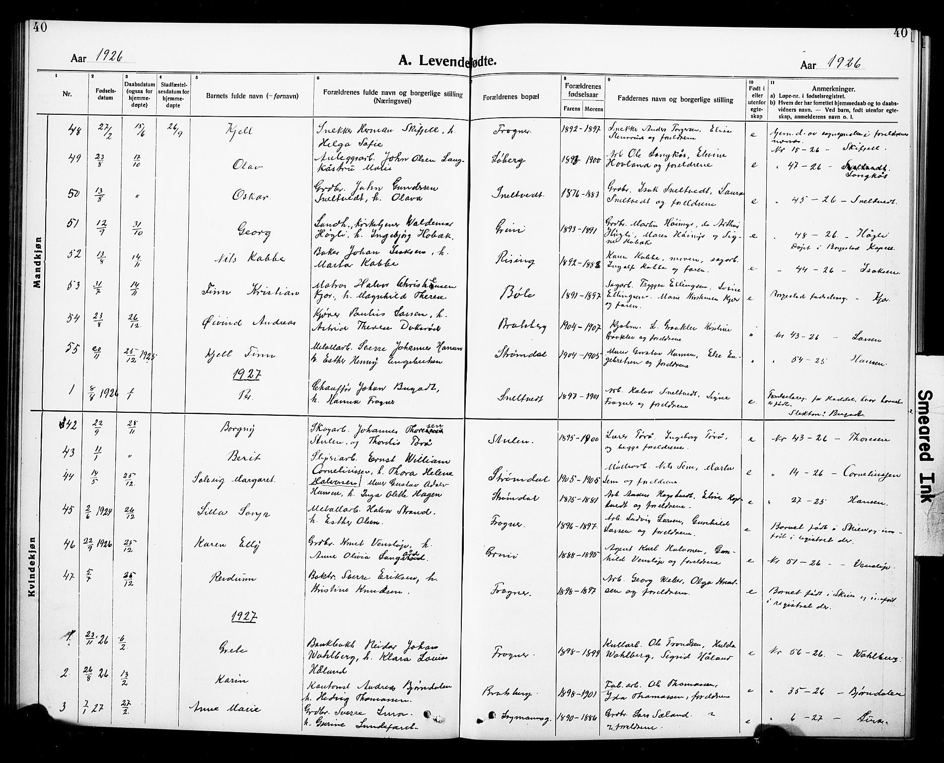 Gjerpen kirkebøker, AV/SAKO-A-265/G/Ga/L0004: Parish register (copy) no. I 4, 1920-1931, p. 40