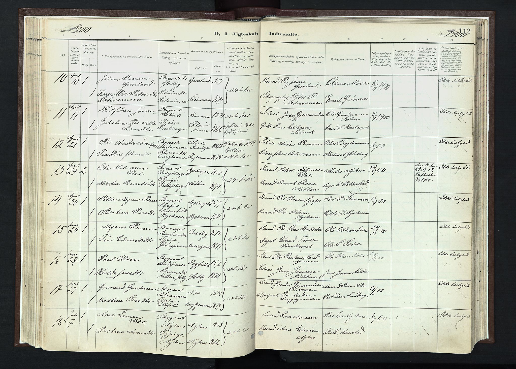 Trysil prestekontor, SAH/PREST-046/H/Ha/Haa/L0013: Parish register (official) no. 13, 1898-1911, p. 112