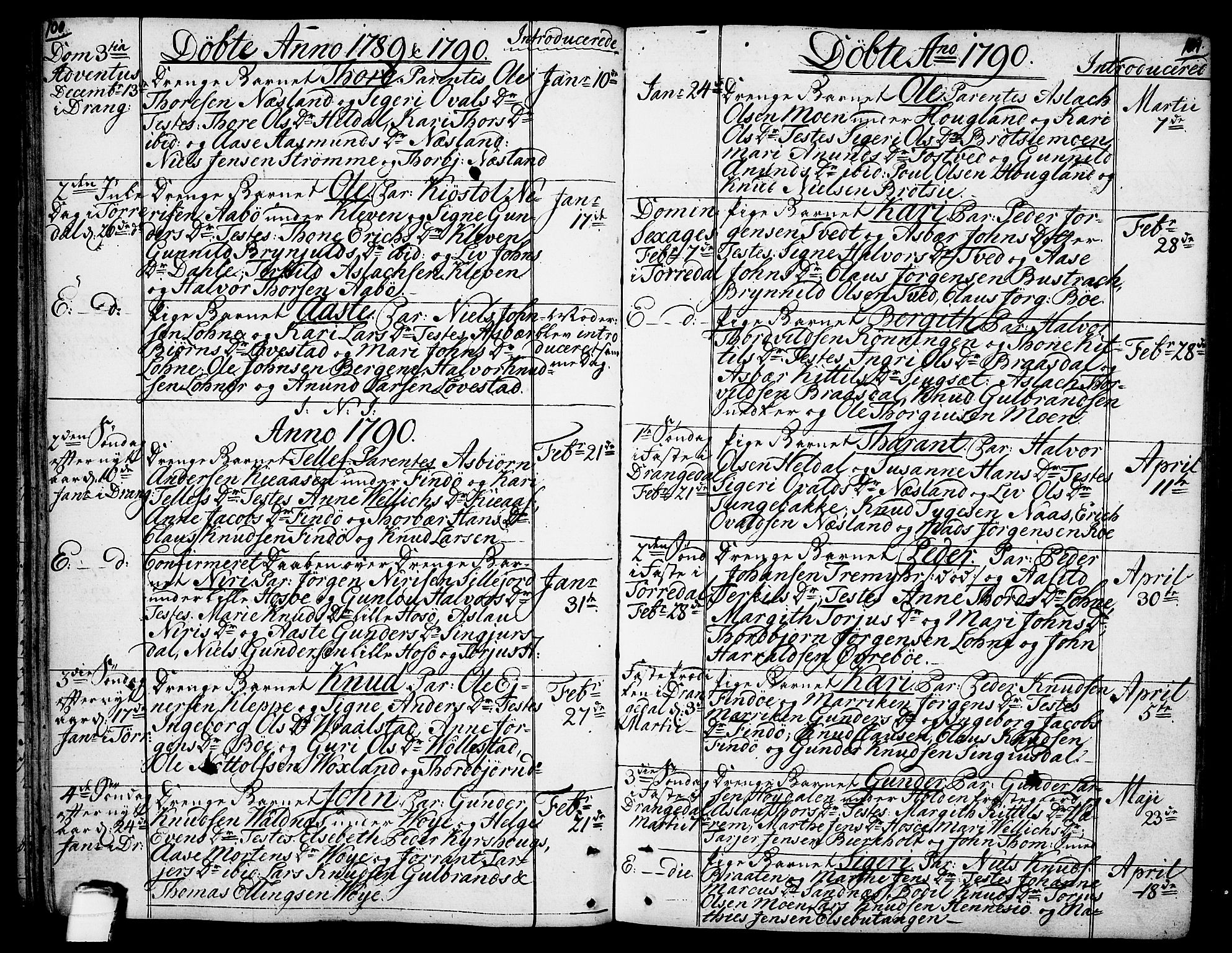 Drangedal kirkebøker, SAKO/A-258/F/Fa/L0003: Parish register (official) no. 3, 1768-1814, p. 100-101