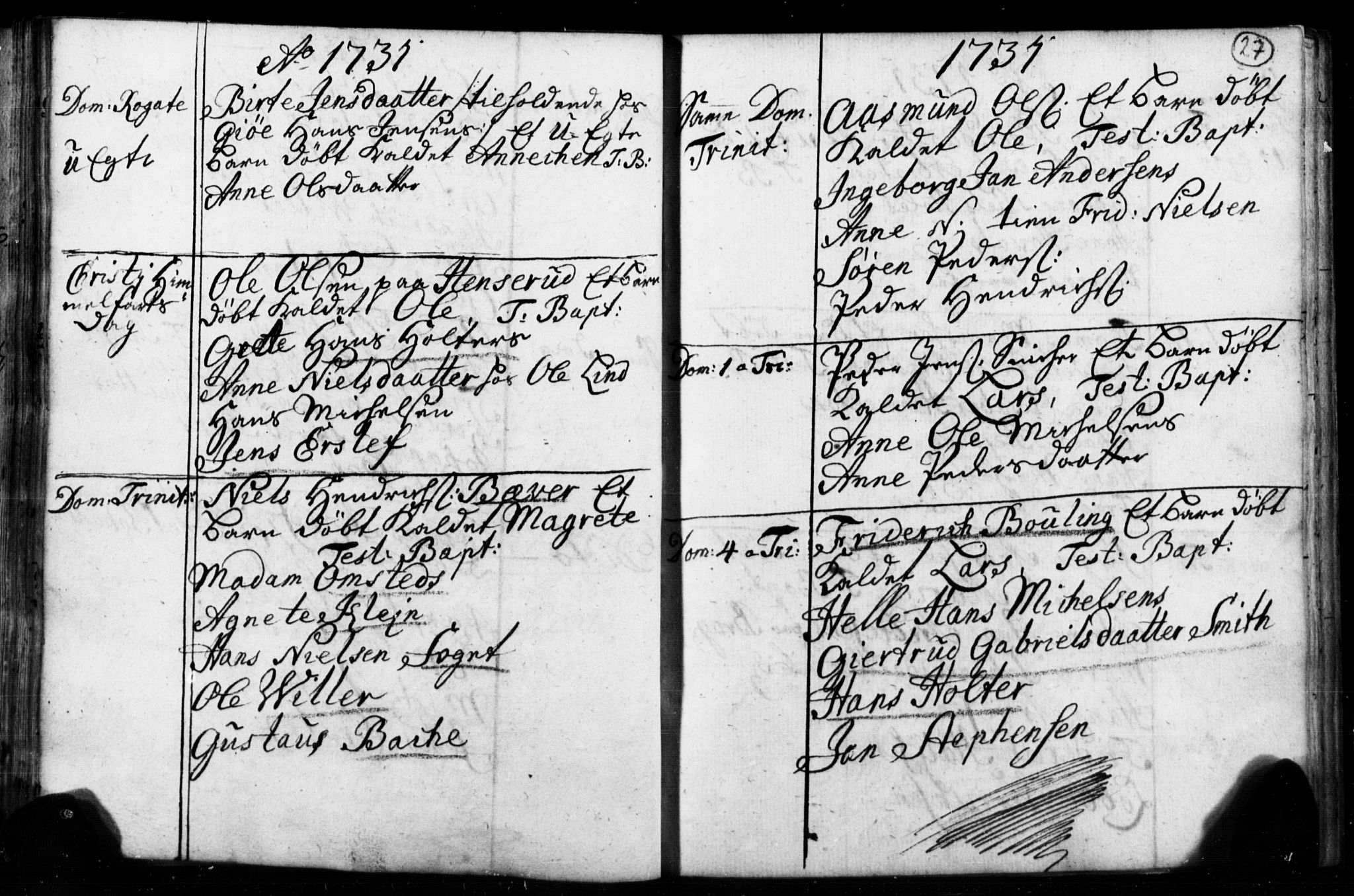 Strømsø kirkebøker, AV/SAKO-A-246/F/Fb/L0001: Parish register (official) no. II 1, 1725-1737, p. 27