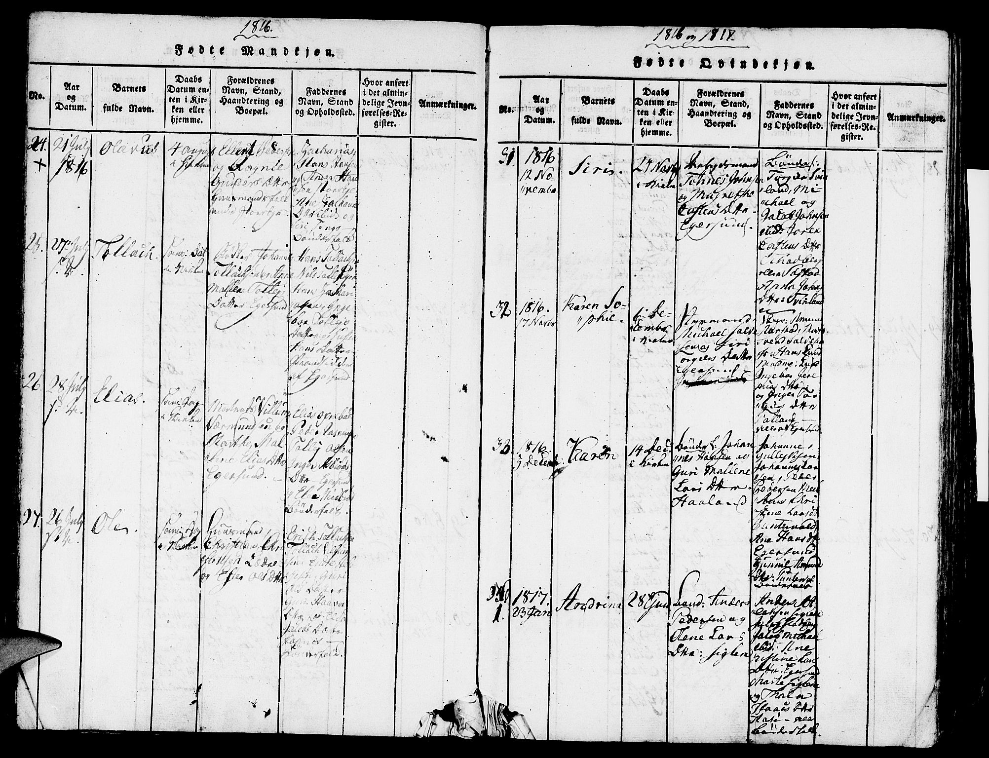 Eigersund sokneprestkontor, AV/SAST-A-101807/S08/L0007: Parish register (official) no. A 7, 1815-1827