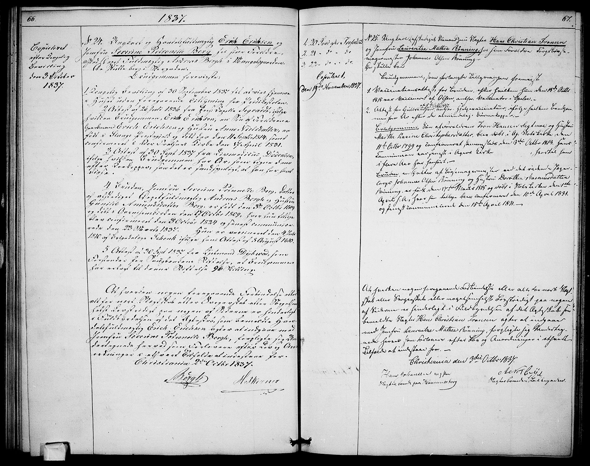 Garnisonsmenigheten Kirkebøker, SAO/A-10846/H/Ha/L0003: Banns register no. I 3, 1835-1840, p. 66-67