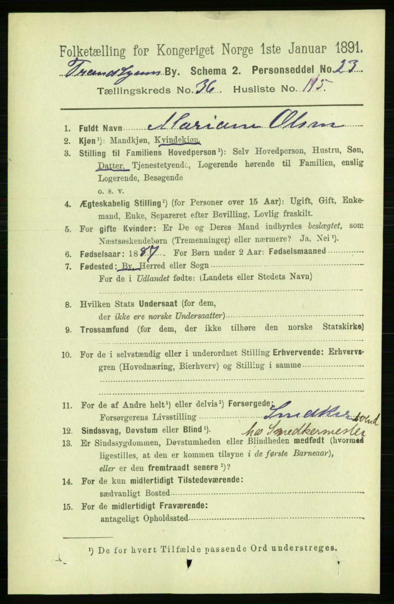 RA, 1891 census for 1601 Trondheim, 1891, p. 28096