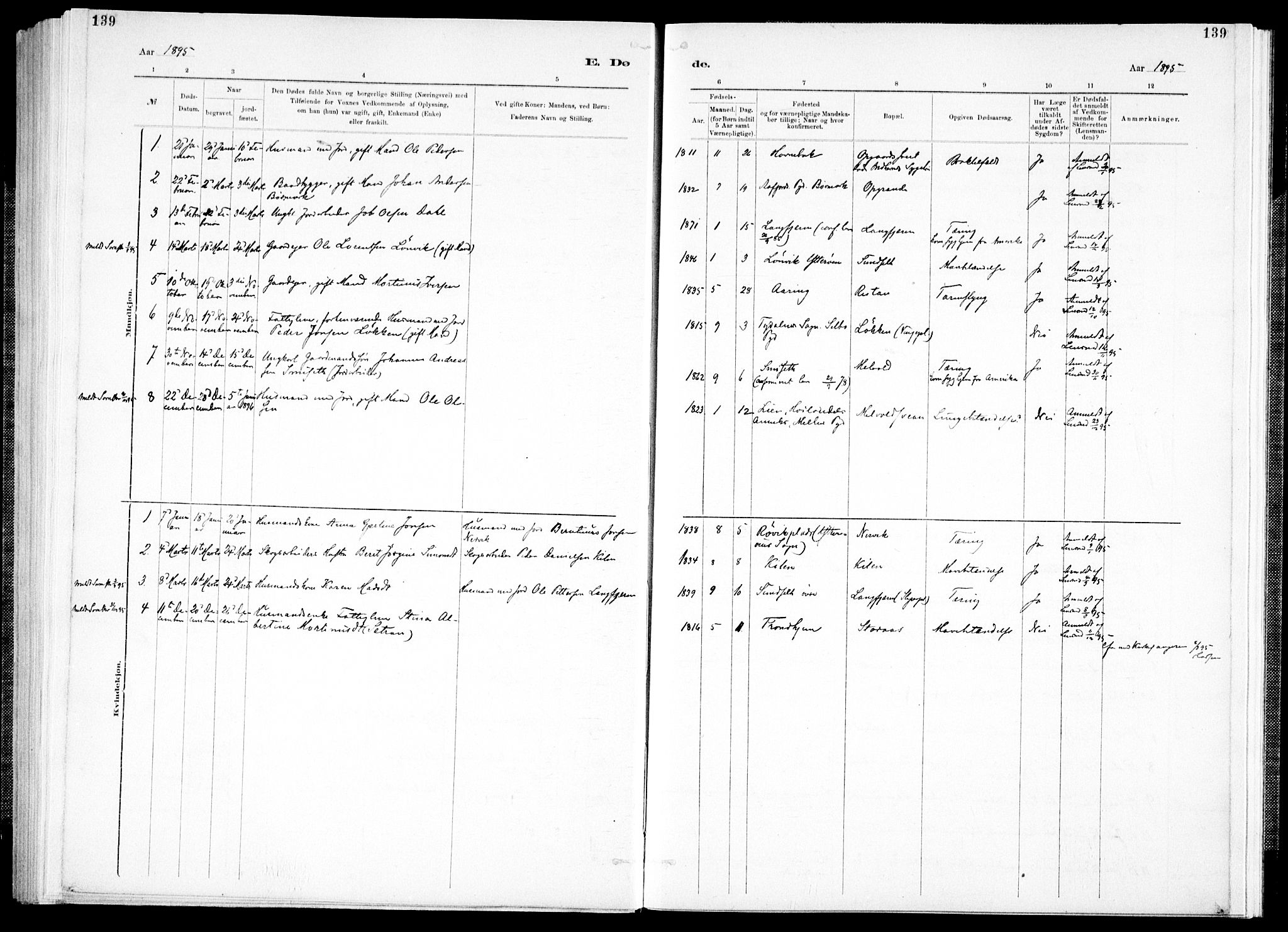 Ministerialprotokoller, klokkerbøker og fødselsregistre - Nord-Trøndelag, SAT/A-1458/733/L0325: Parish register (official) no. 733A04, 1884-1908, p. 139