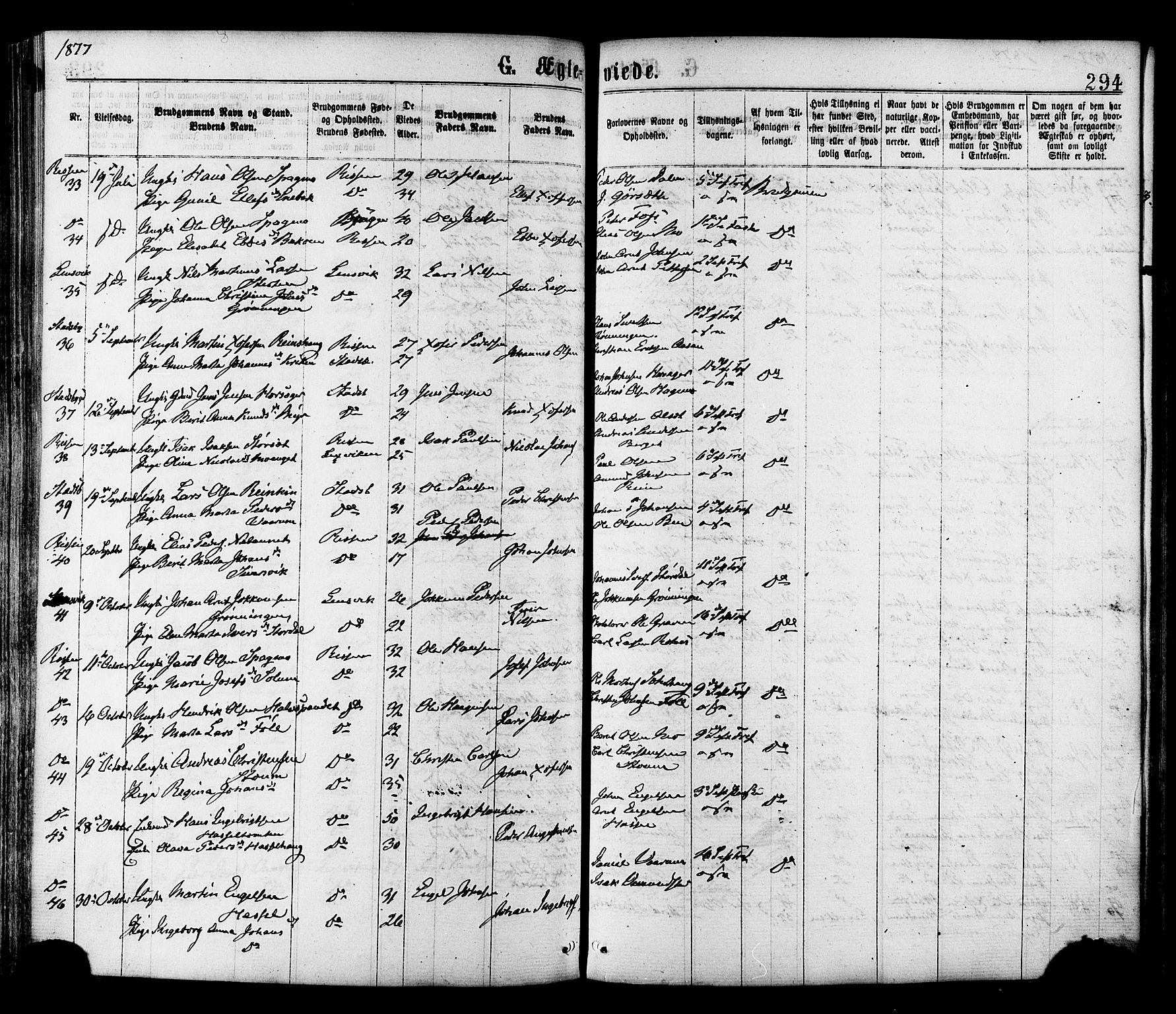 Ministerialprotokoller, klokkerbøker og fødselsregistre - Sør-Trøndelag, SAT/A-1456/646/L0613: Parish register (official) no. 646A11, 1870-1884, p. 294