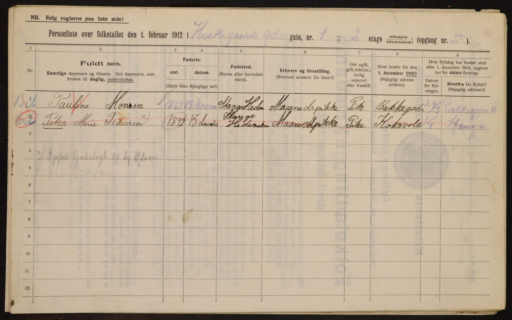 OBA, Municipal Census 1912 for Kristiania, 1912, p. 50294