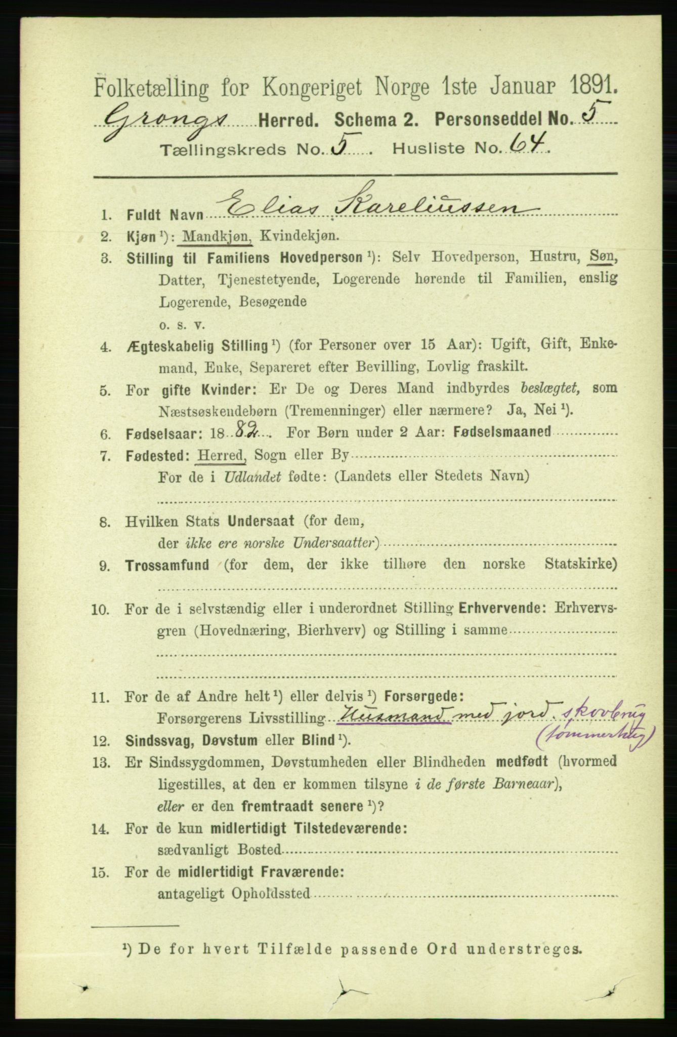 RA, 1891 census for 1742 Grong, 1891, p. 2292