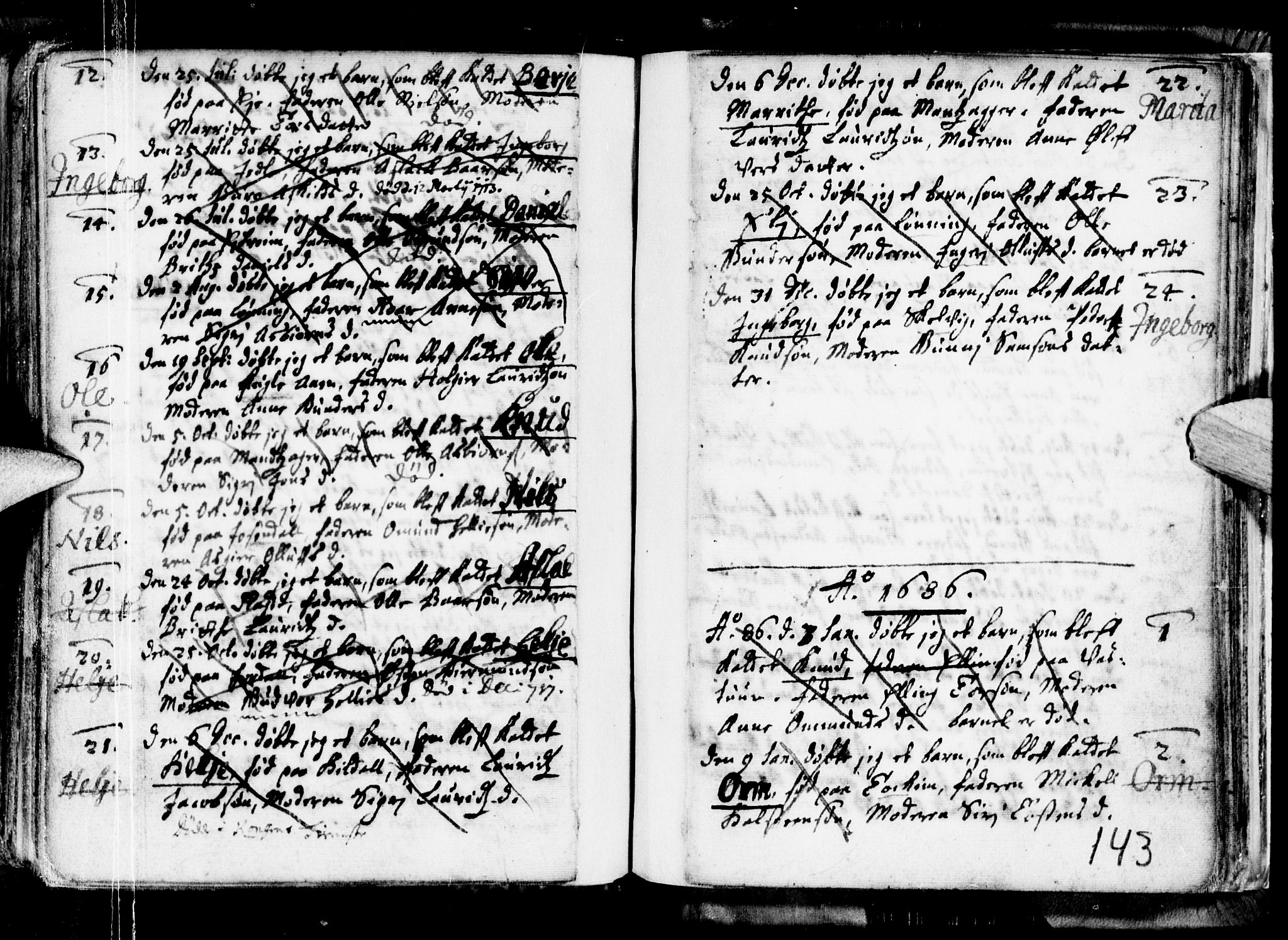 Ullensvang sokneprestembete, SAB/A-78701/H/Haa: Parish register (official) no. A 1 /3, 1676-1719, p. 143