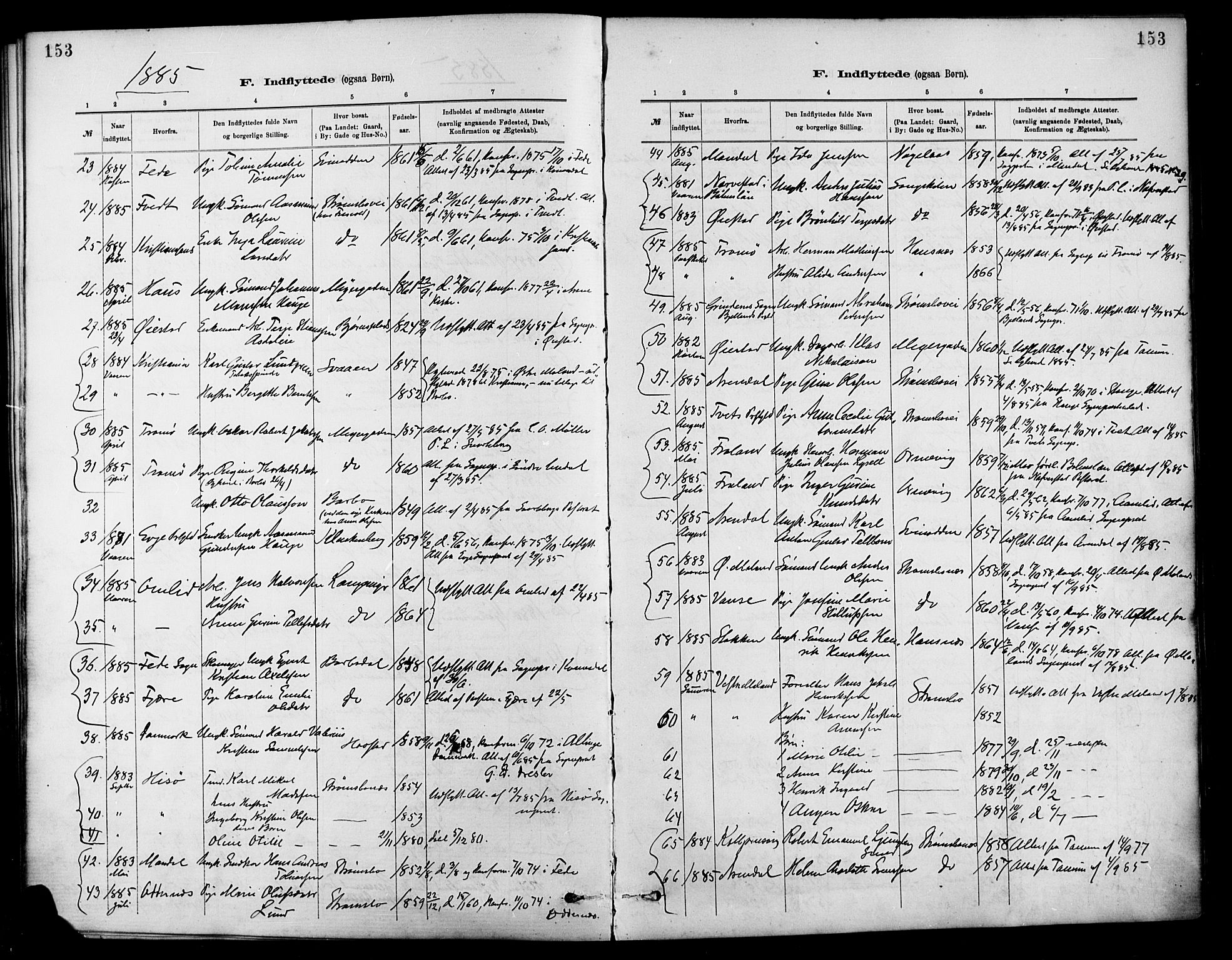 Barbu sokneprestkontor, AV/SAK-1111-0003/F/Fa/L0003: Parish register (official) no. A 3, 1883-1898, p. 153