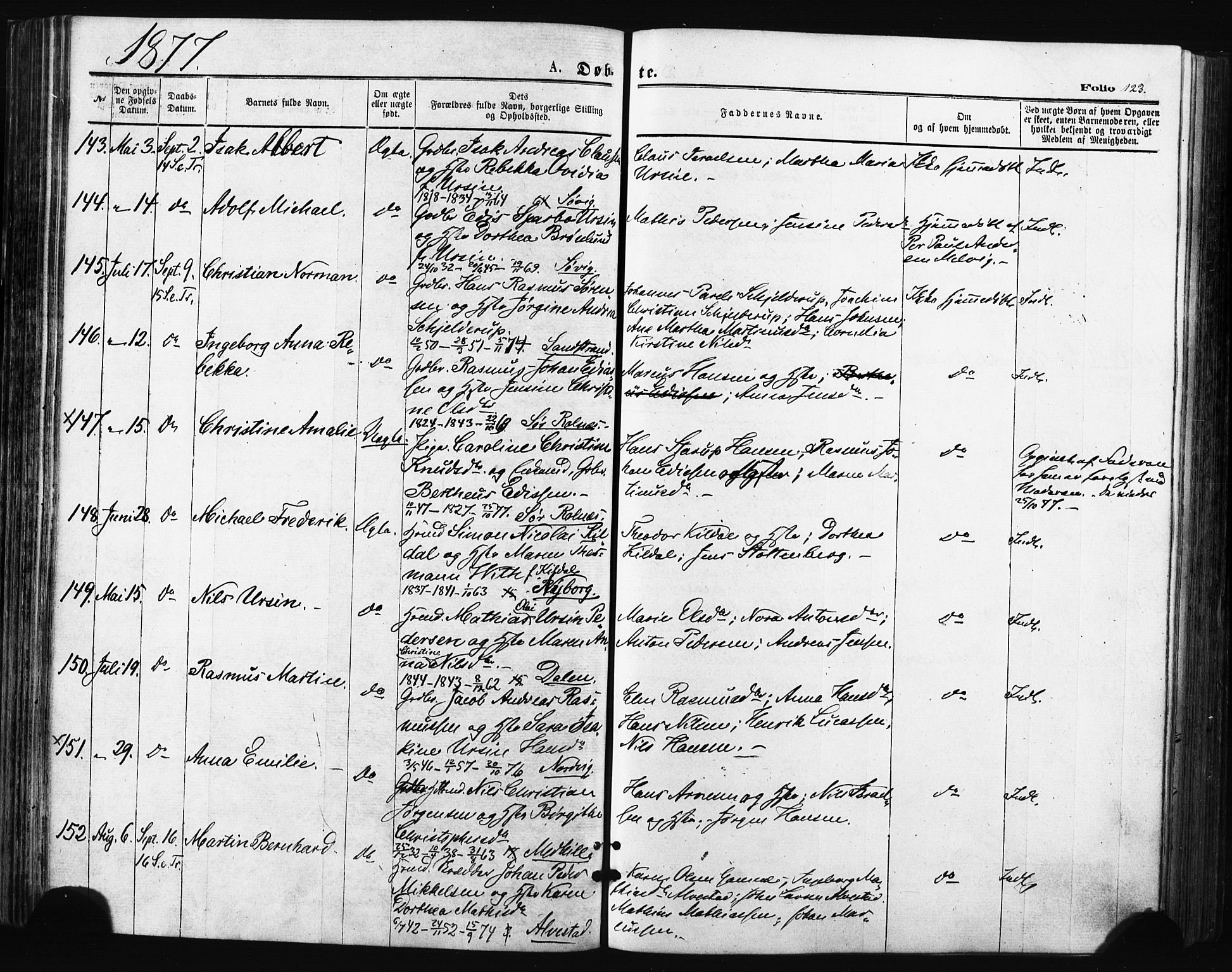 Trondenes sokneprestkontor, SATØ/S-1319/H/Ha/L0013kirke: Parish register (official) no. 13, 1870-1878, p. 123