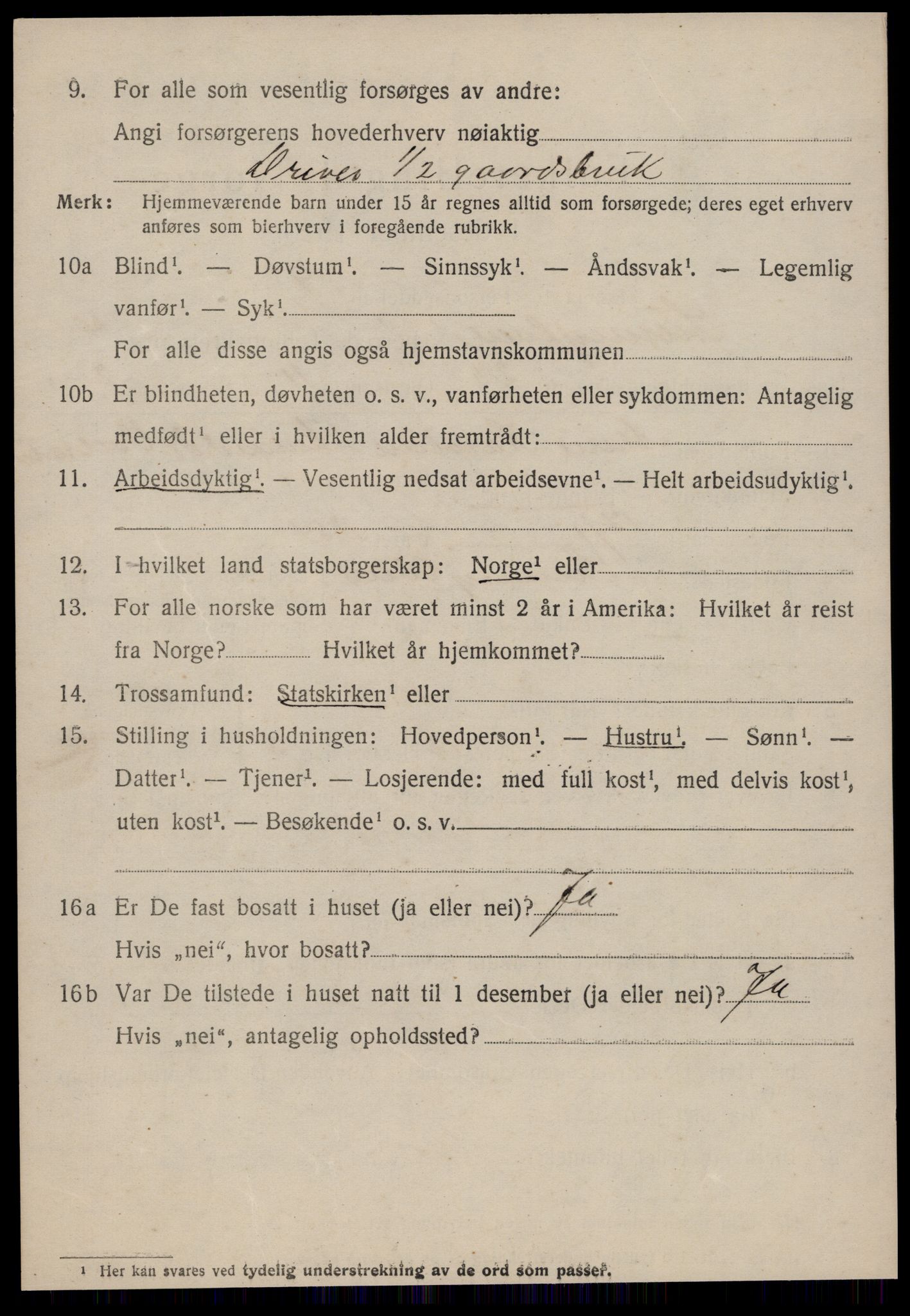 SAT, 1920 census for Sunnylven, 1920, p. 2157