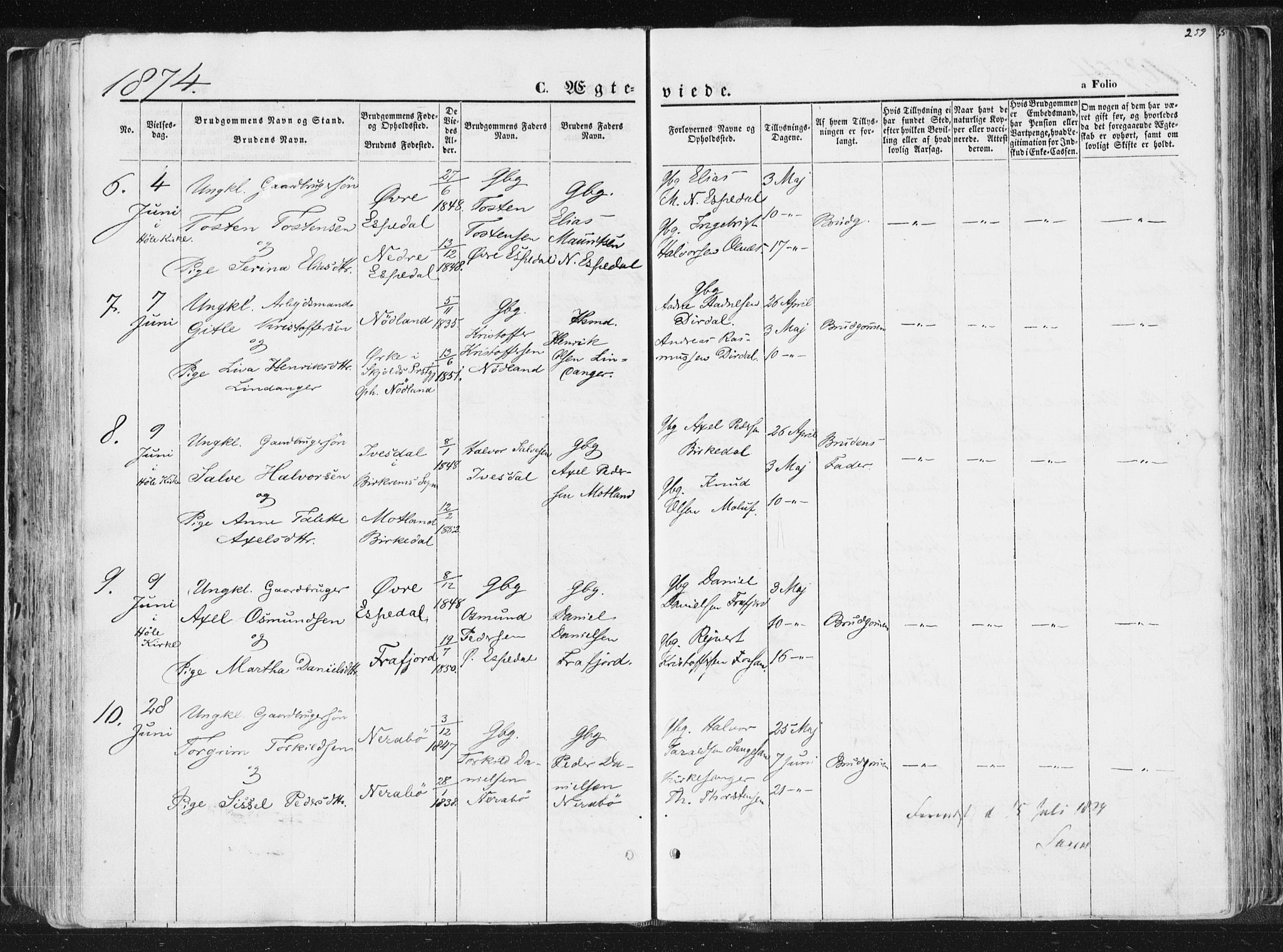 Høgsfjord sokneprestkontor, SAST/A-101624/H/Ha/Haa/L0001: Parish register (official) no. A 1, 1854-1875, p. 259