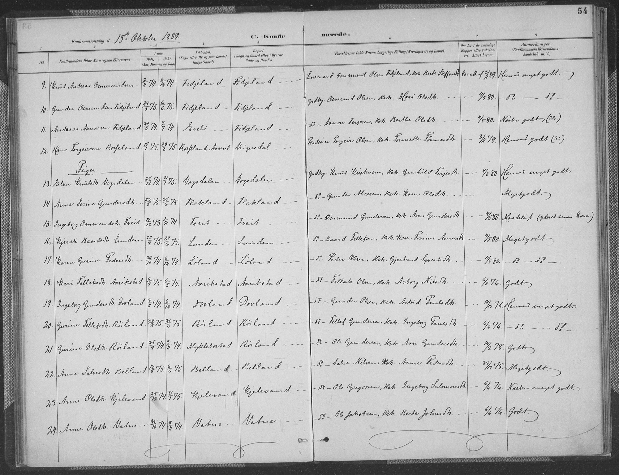 Herefoss sokneprestkontor, AV/SAK-1111-0019/F/Fa/Fab/L0004: Parish register (official) no. A 4, 1887-1909, p. 54