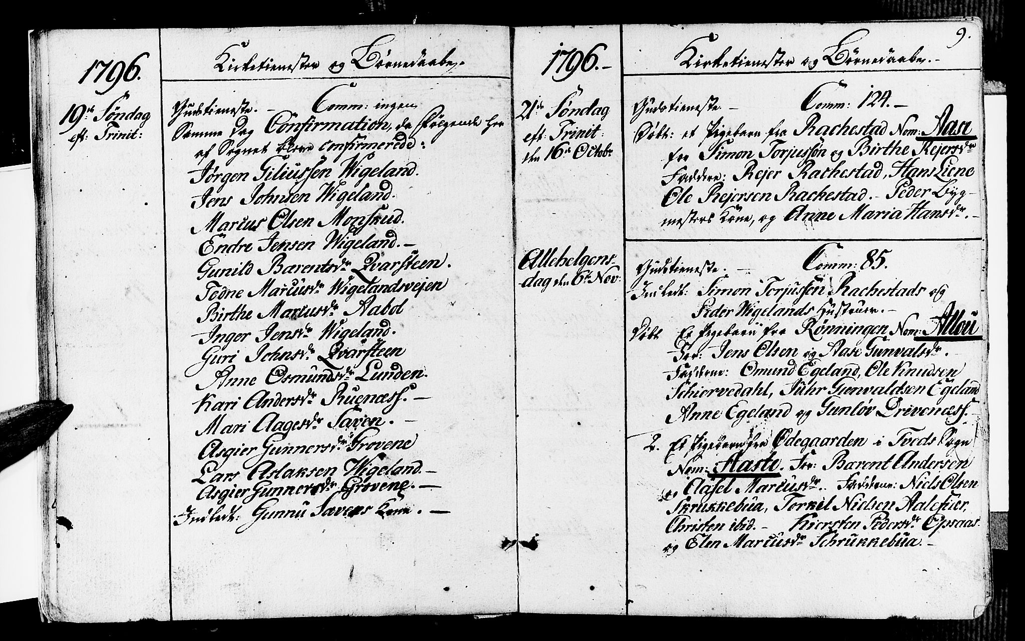 Vennesla sokneprestkontor, AV/SAK-1111-0045/Fa/Fab/L0002: Parish register (official) no. A 2, 1794-1834, p. 9