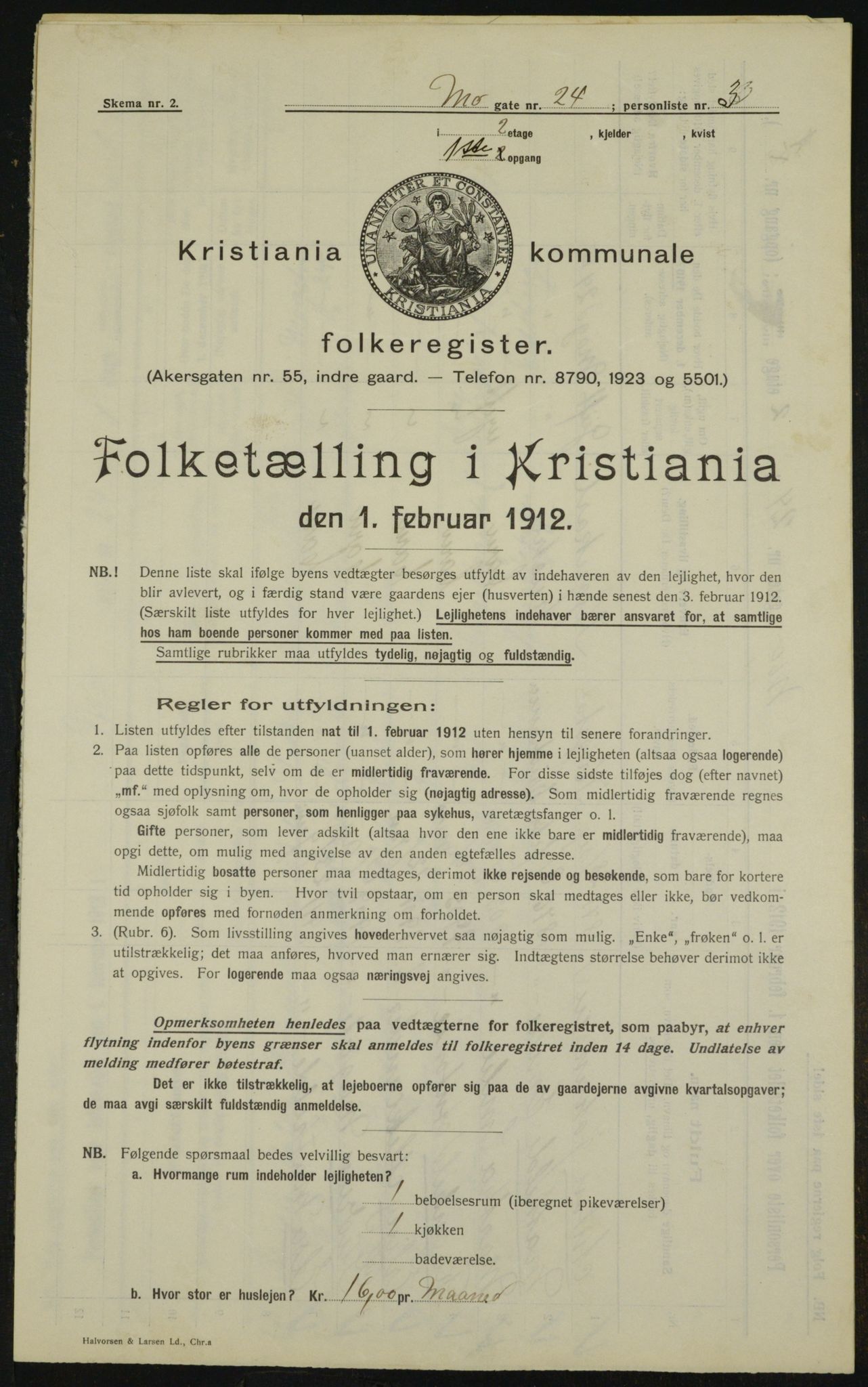 OBA, Municipal Census 1912 for Kristiania, 1912, p. 66093