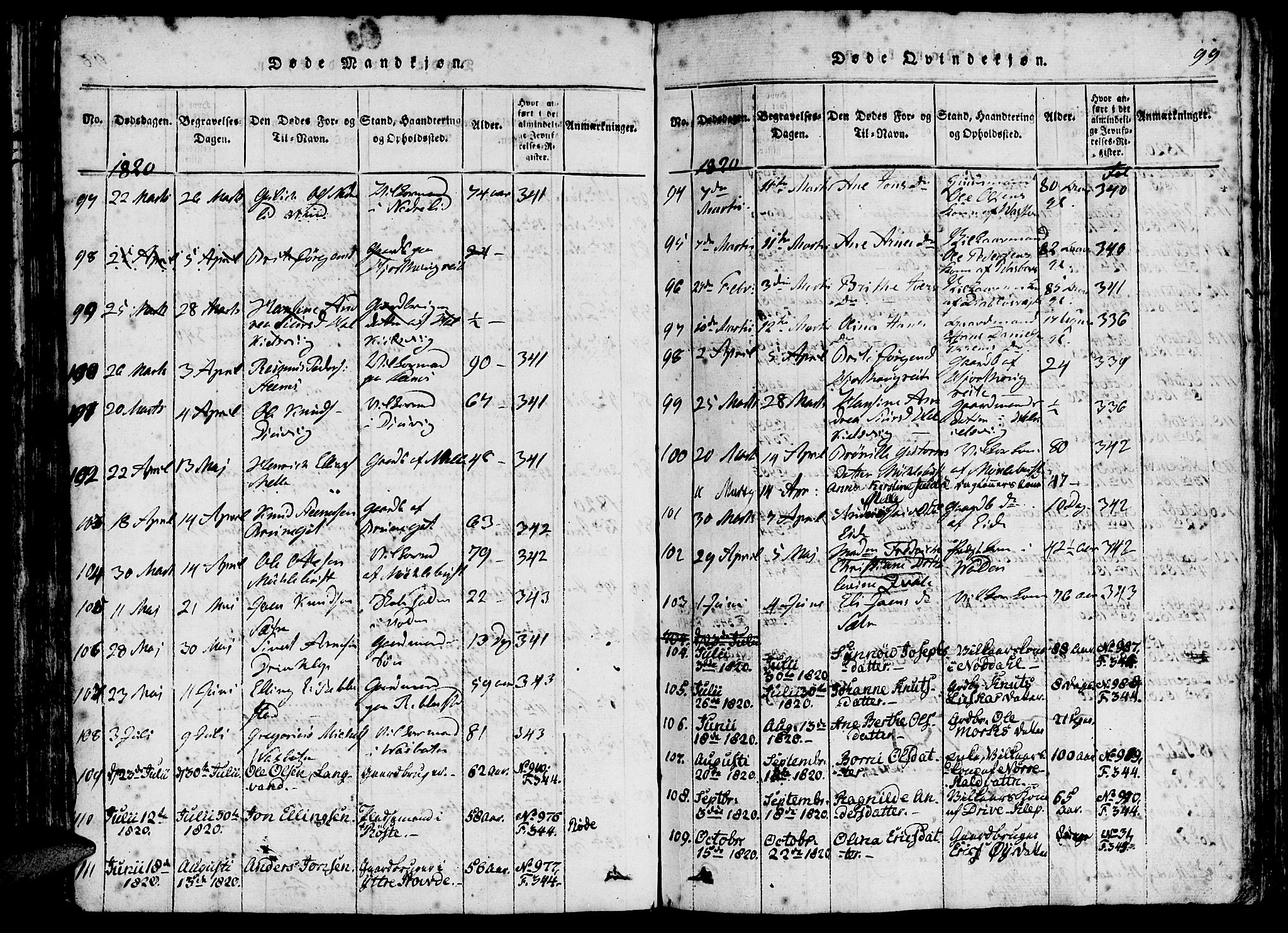 Ministerialprotokoller, klokkerbøker og fødselsregistre - Møre og Romsdal, AV/SAT-A-1454/511/L0138: Parish register (official) no. 511A05, 1817-1832, p. 99