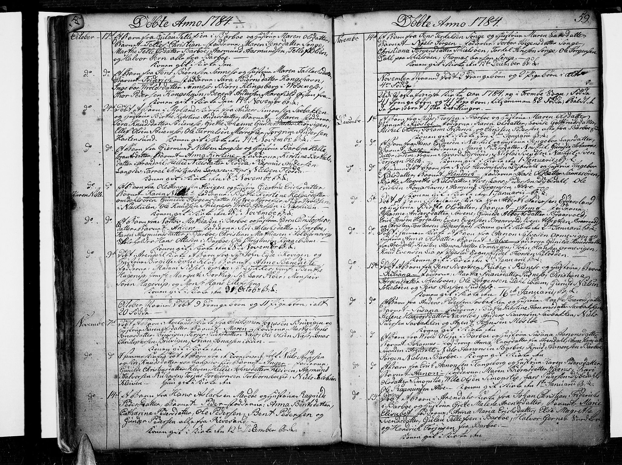Tromøy sokneprestkontor, SAK/1111-0041/F/Fa/L0002: Parish register (official) no. A 2, 1773-1808, p. 58-59