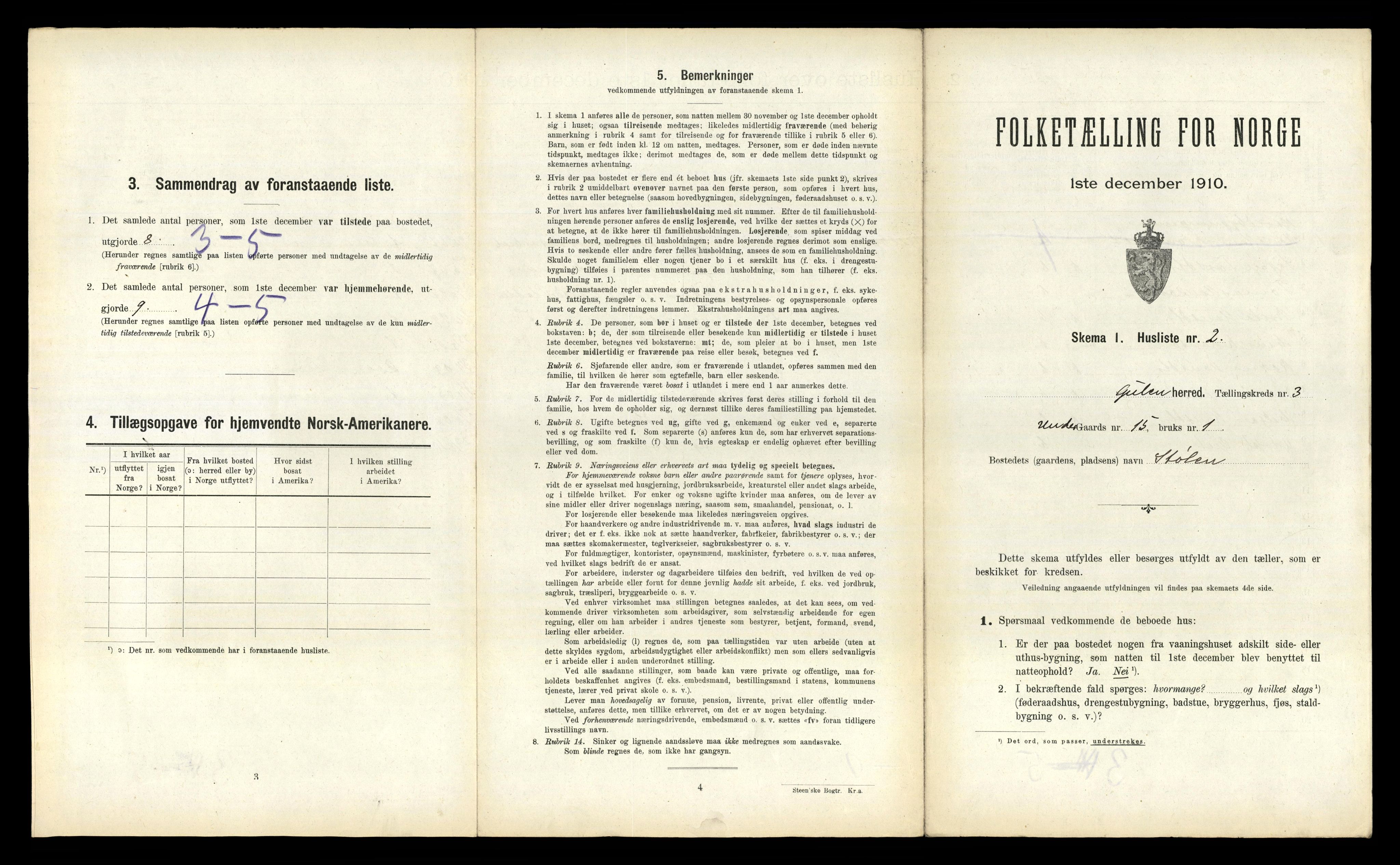 RA, 1910 census for Gulen, 1910, p. 218