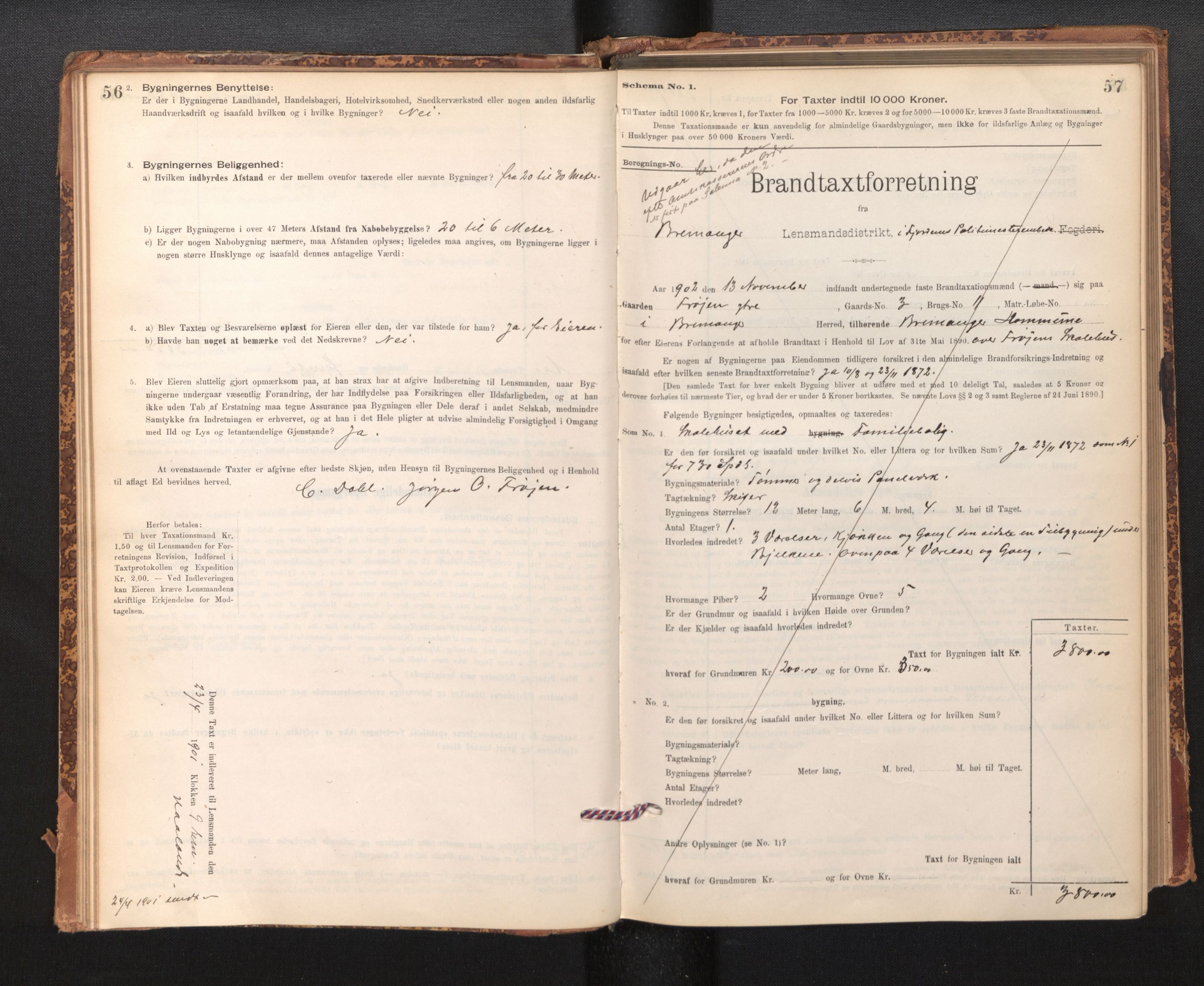 Lensmannen i Bremanger, SAB/A-26701/0012/L0007: Branntakstprotokoll, skjematakst, 1895-1936, p. 56-57