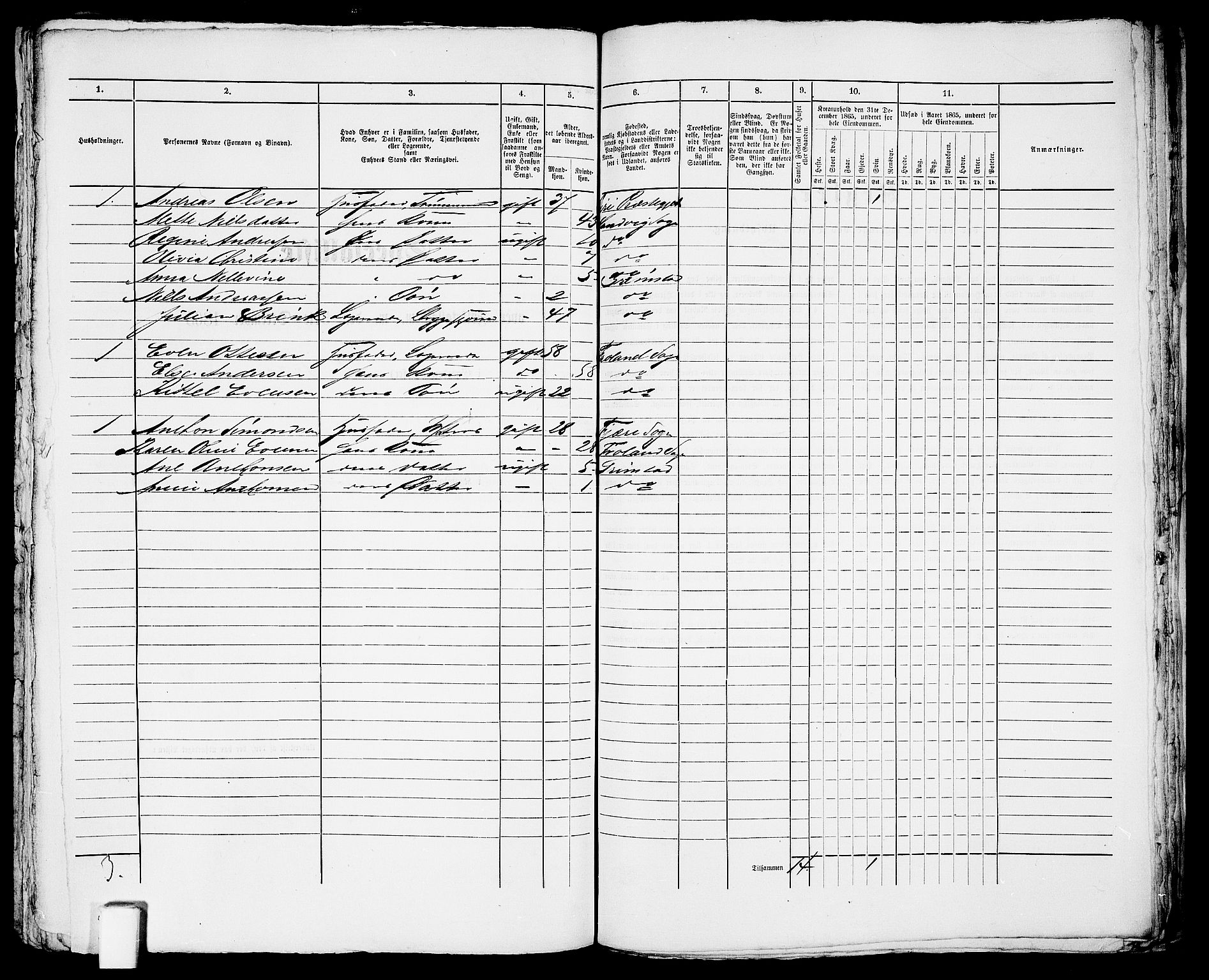 RA, 1865 census for Fjære/Grimstad, 1865, p. 361