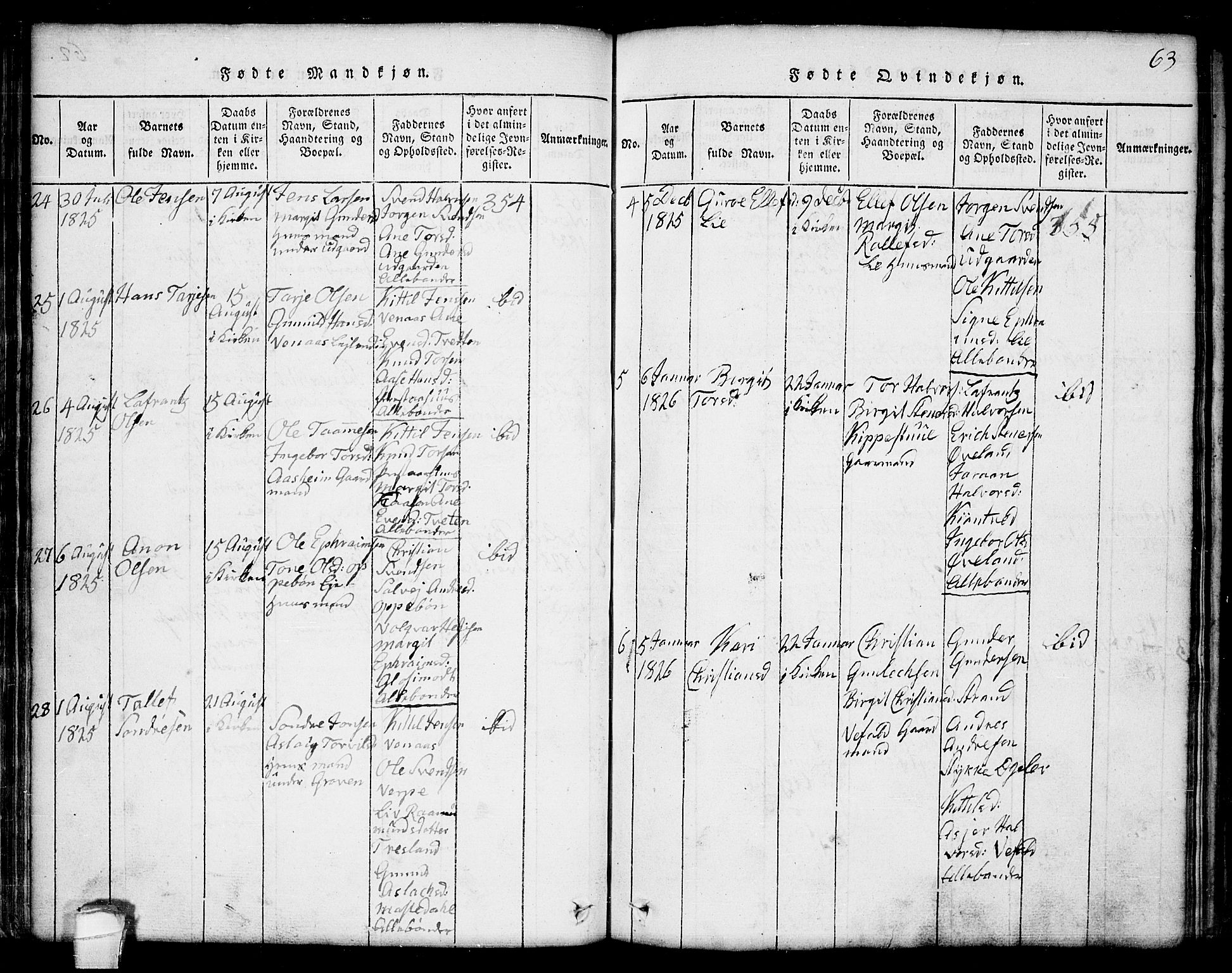 Seljord kirkebøker, AV/SAKO-A-20/G/Ga/L0001: Parish register (copy) no. I 1, 1815-1854, p. 63