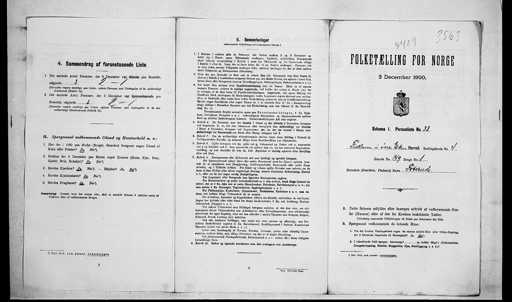 RA, 1900 census for Øvre Eiker, 1900, p. 62