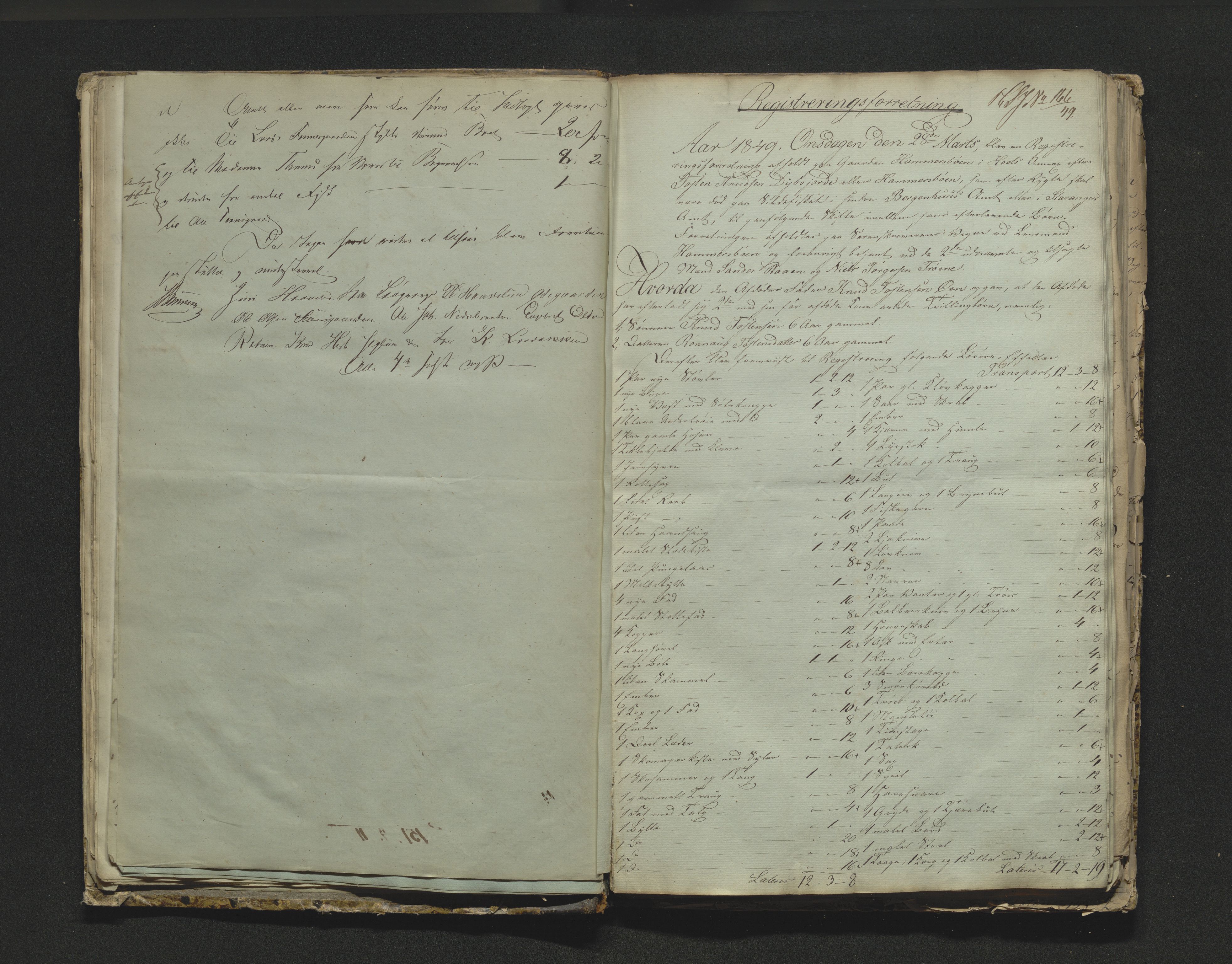 Hallingdal sorenskriveri, SAKO/A-121/H/Hb/Hbb/Hbba/L0021: Skifteregistreringsprotokoll, Sorenskriveriet, 1849