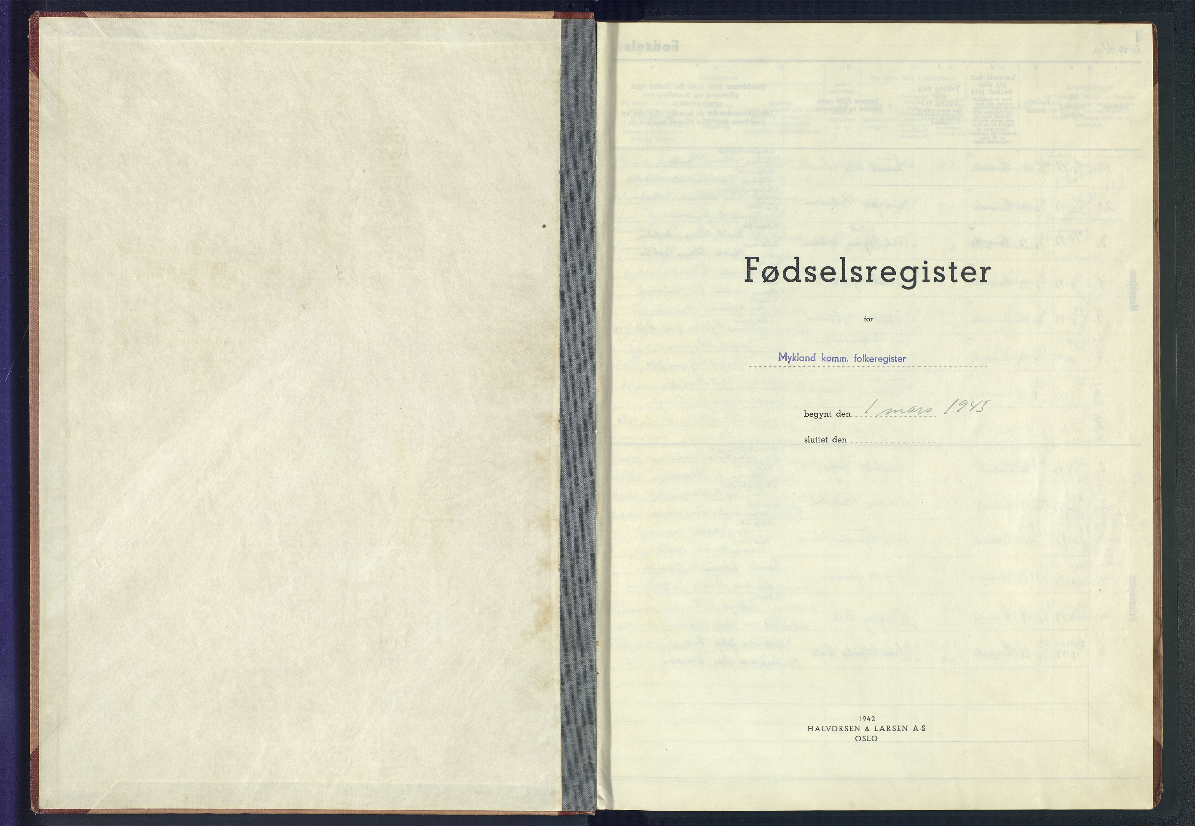 Herefoss sokneprestkontor, AV/SAK-1111-0019/J/Jb/L0002: Birth register no. II.6.2, 1943-1945