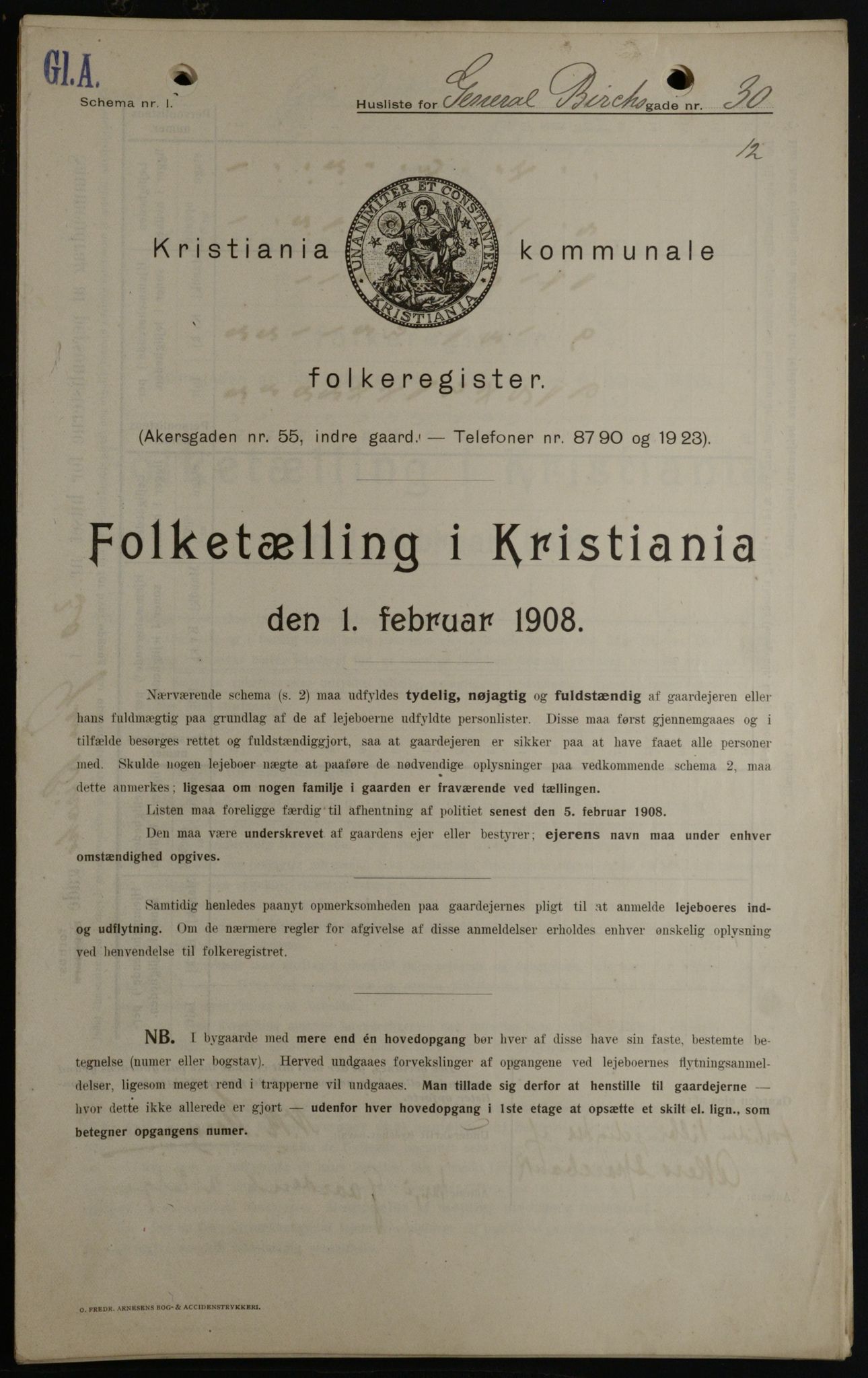 OBA, Municipal Census 1908 for Kristiania, 1908, p. 26184