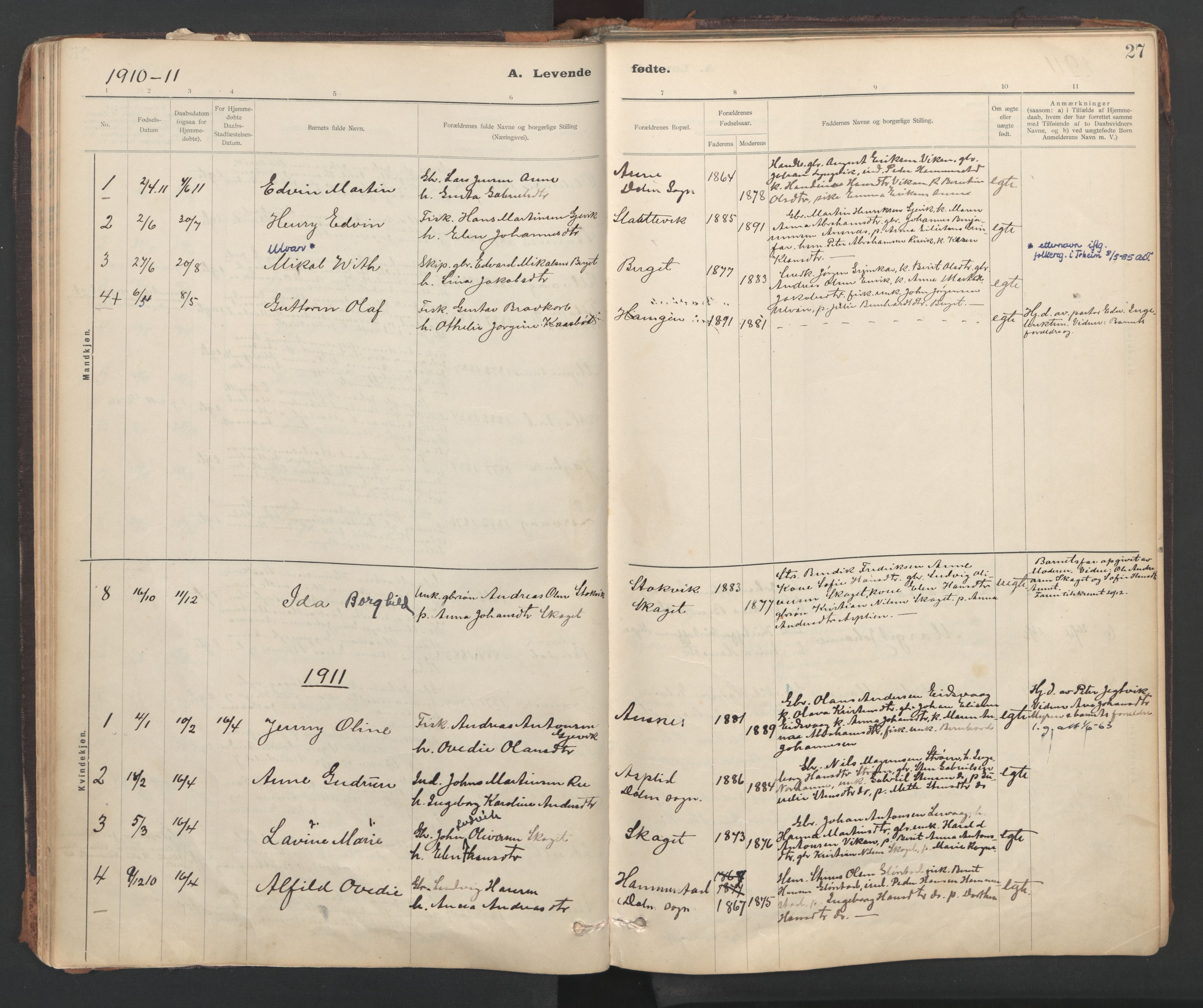 Ministerialprotokoller, klokkerbøker og fødselsregistre - Sør-Trøndelag, SAT/A-1456/637/L0559: Parish register (official) no. 637A02, 1899-1923, p. 27