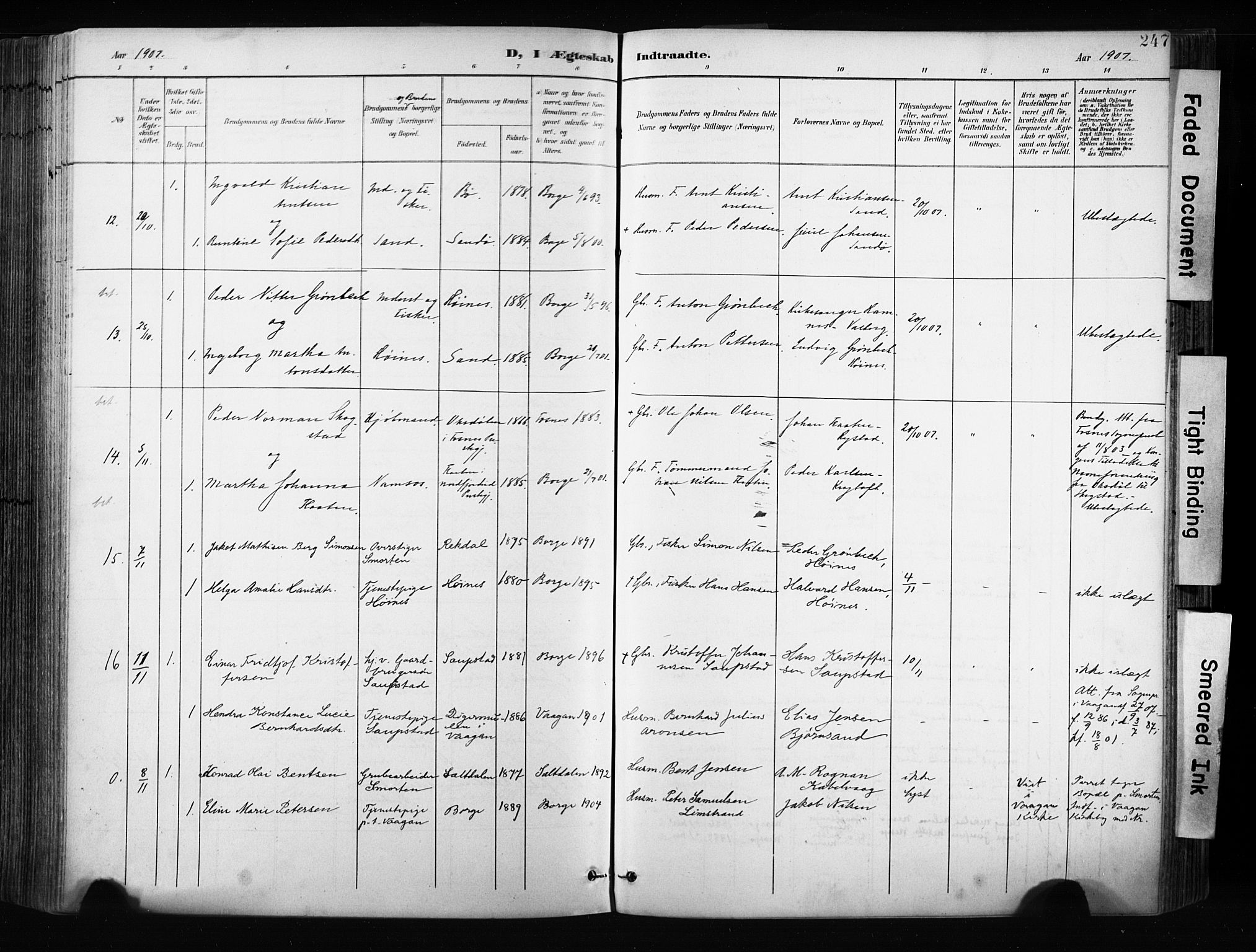 Ministerialprotokoller, klokkerbøker og fødselsregistre - Nordland, AV/SAT-A-1459/880/L1134: Parish register (official) no. 880A08, 1899-1908, p. 247